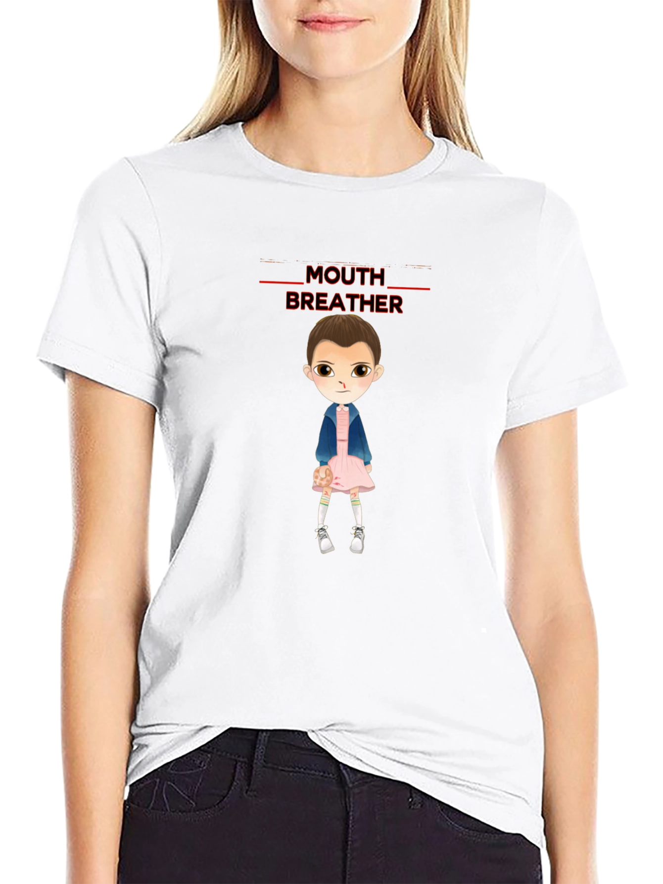 Eleven Stranger Things Mouth Breather Graphic Tee