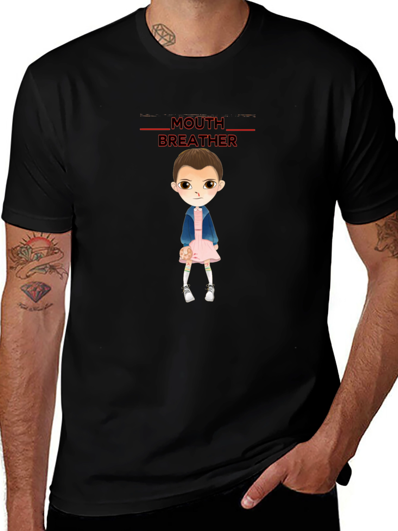 Eleven Stranger Things Mouth Breather Graphic Tee