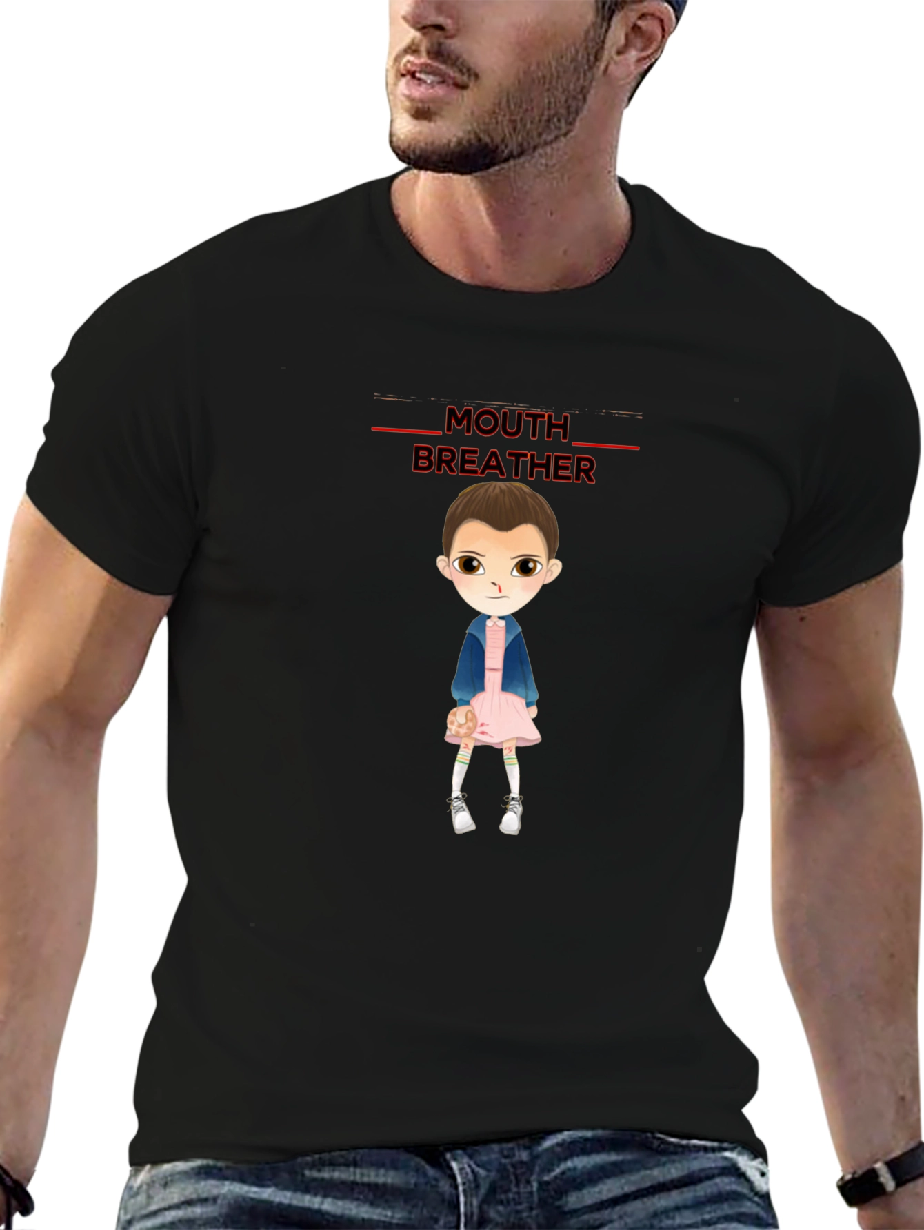 Eleven Stranger Things Mouth Breather Graphic Tee