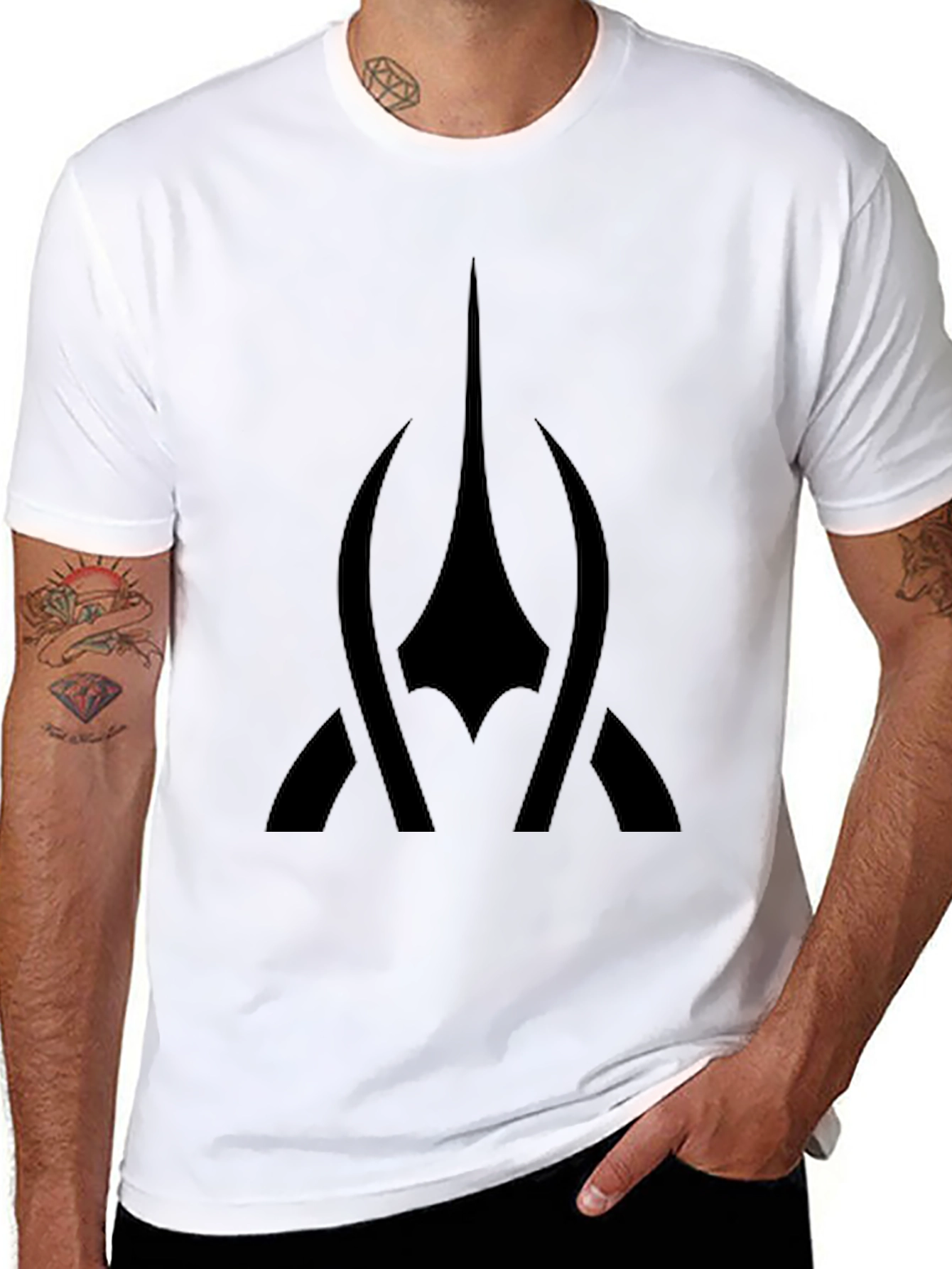 Black T-Shirt with Abstract Design