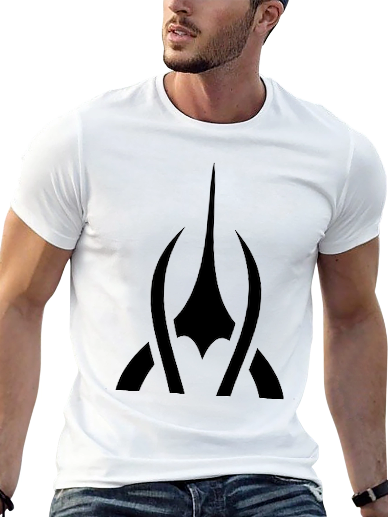 Black T-Shirt with Abstract Design