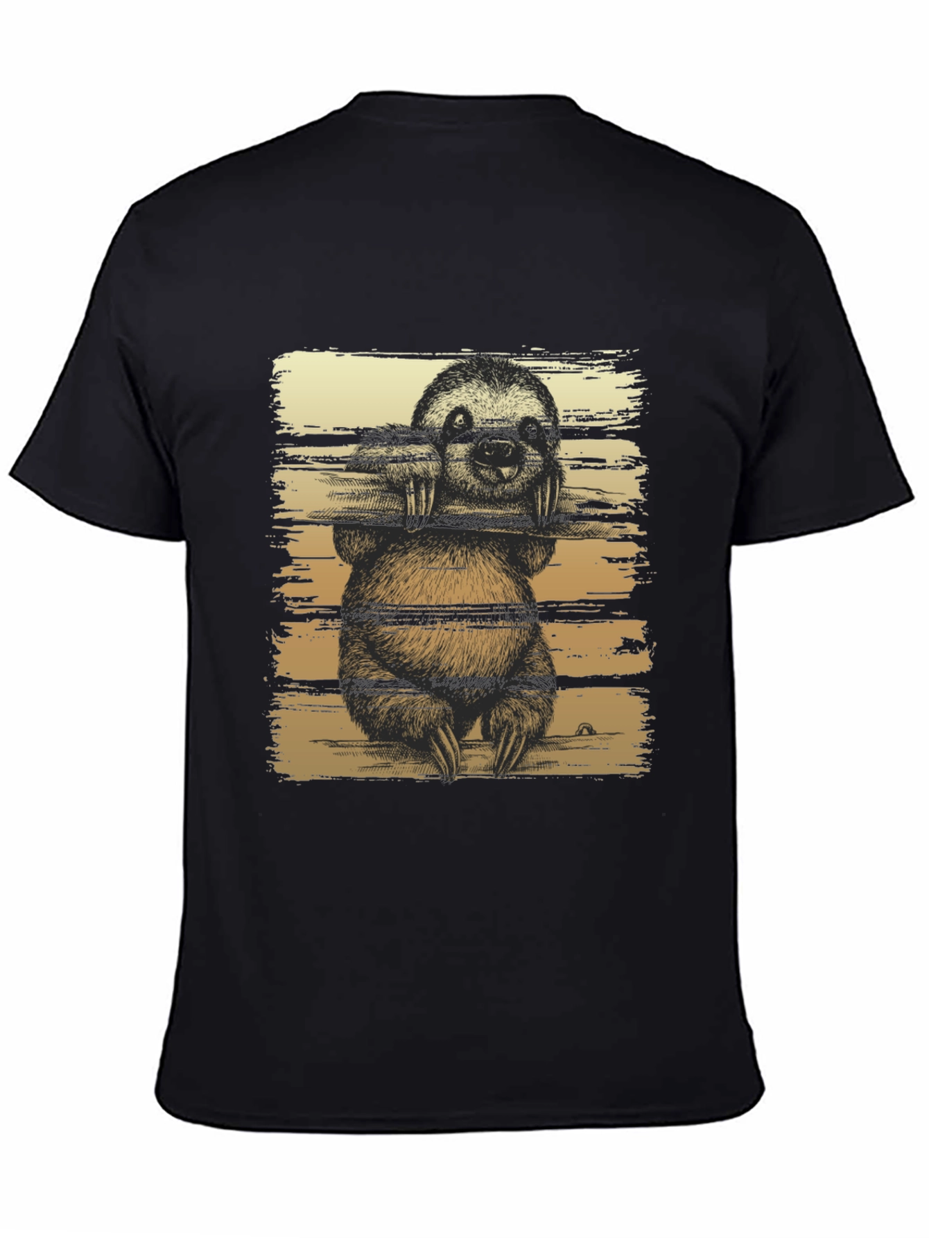 Sloth Graphic Print Mens Black T-Shirt