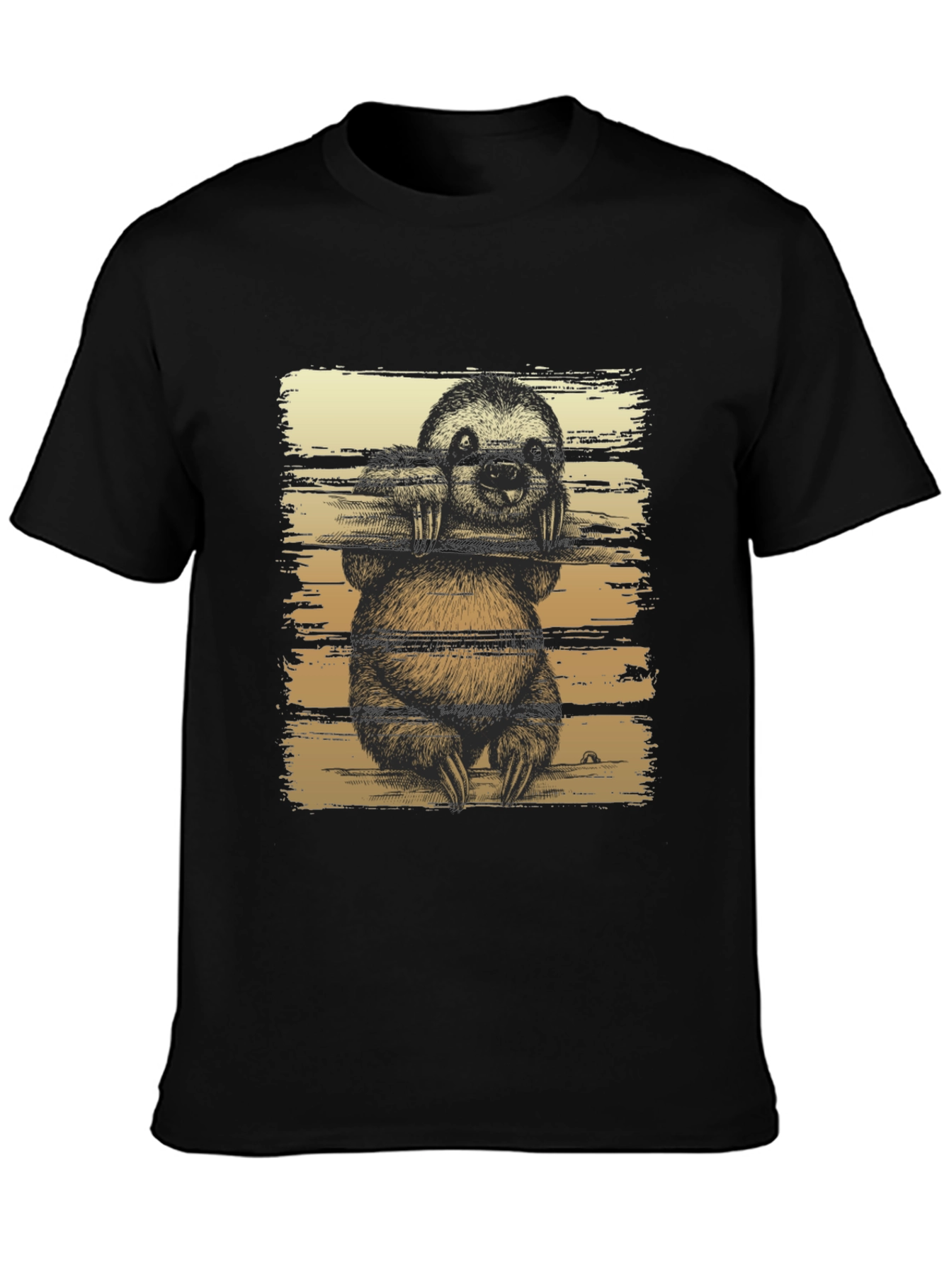Sloth Graphic Print Mens Black T-Shirt