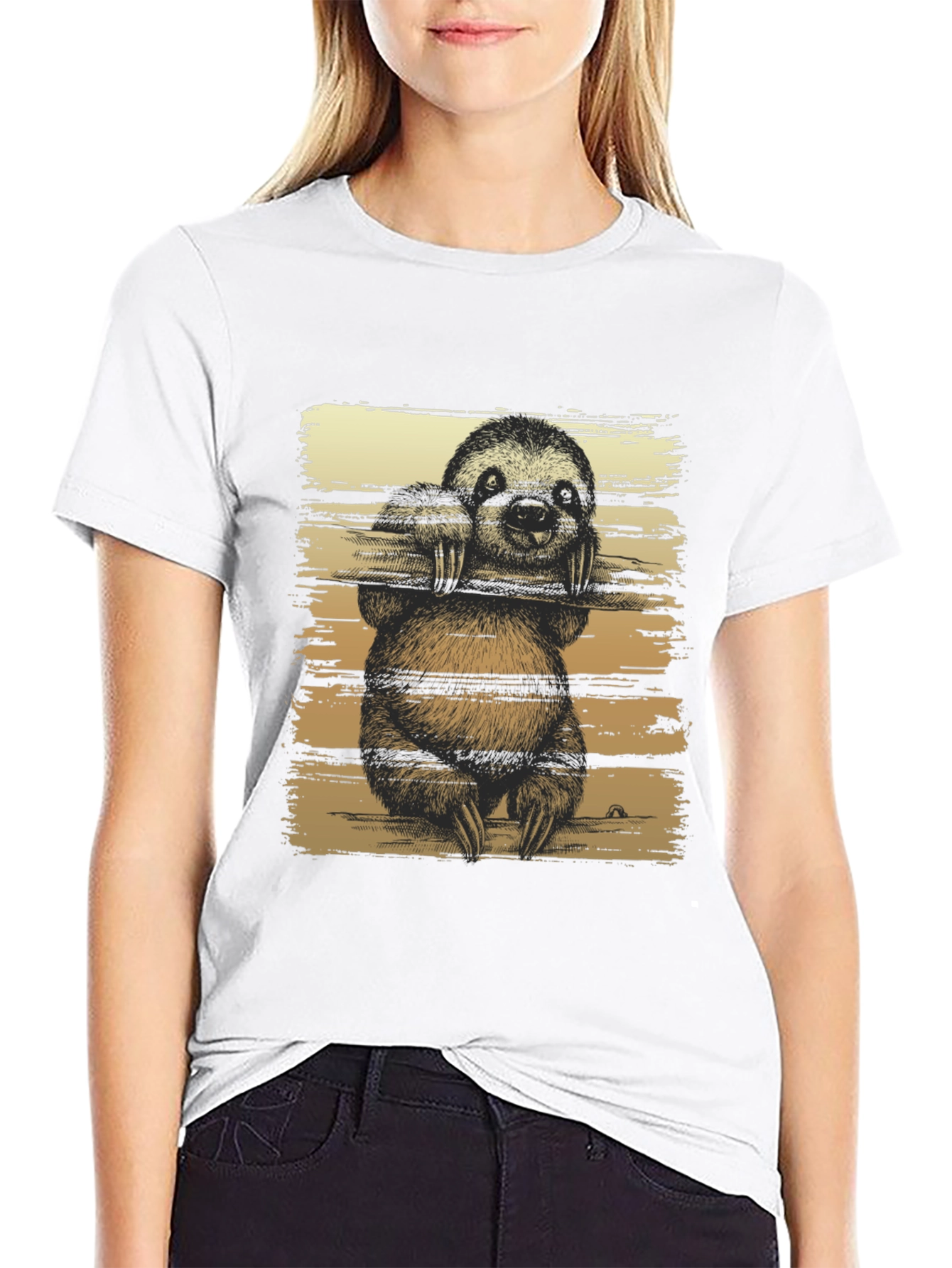 Sloth Graphic Print Mens Black T-Shirt