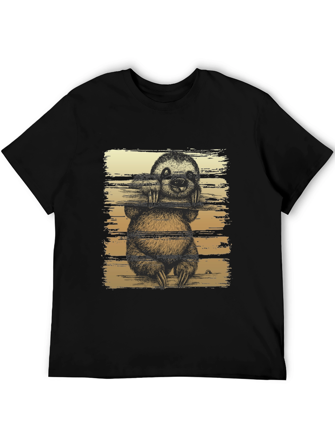 Sloth Graphic Print Mens Black T-Shirt