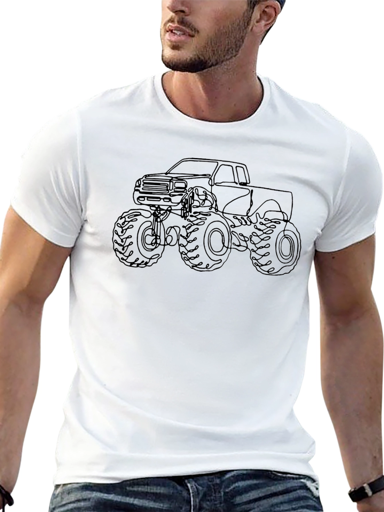 Monster Truck Outline Graphic Tee - Black