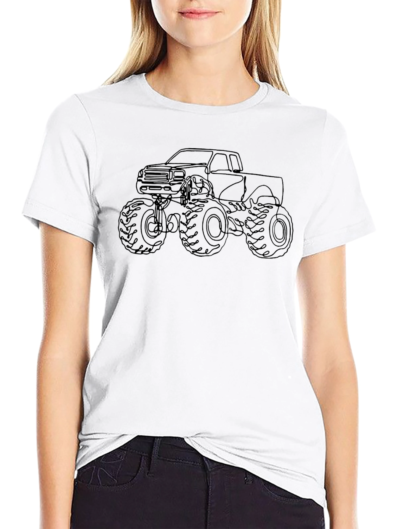 Monster Truck Outline Graphic Tee - Black