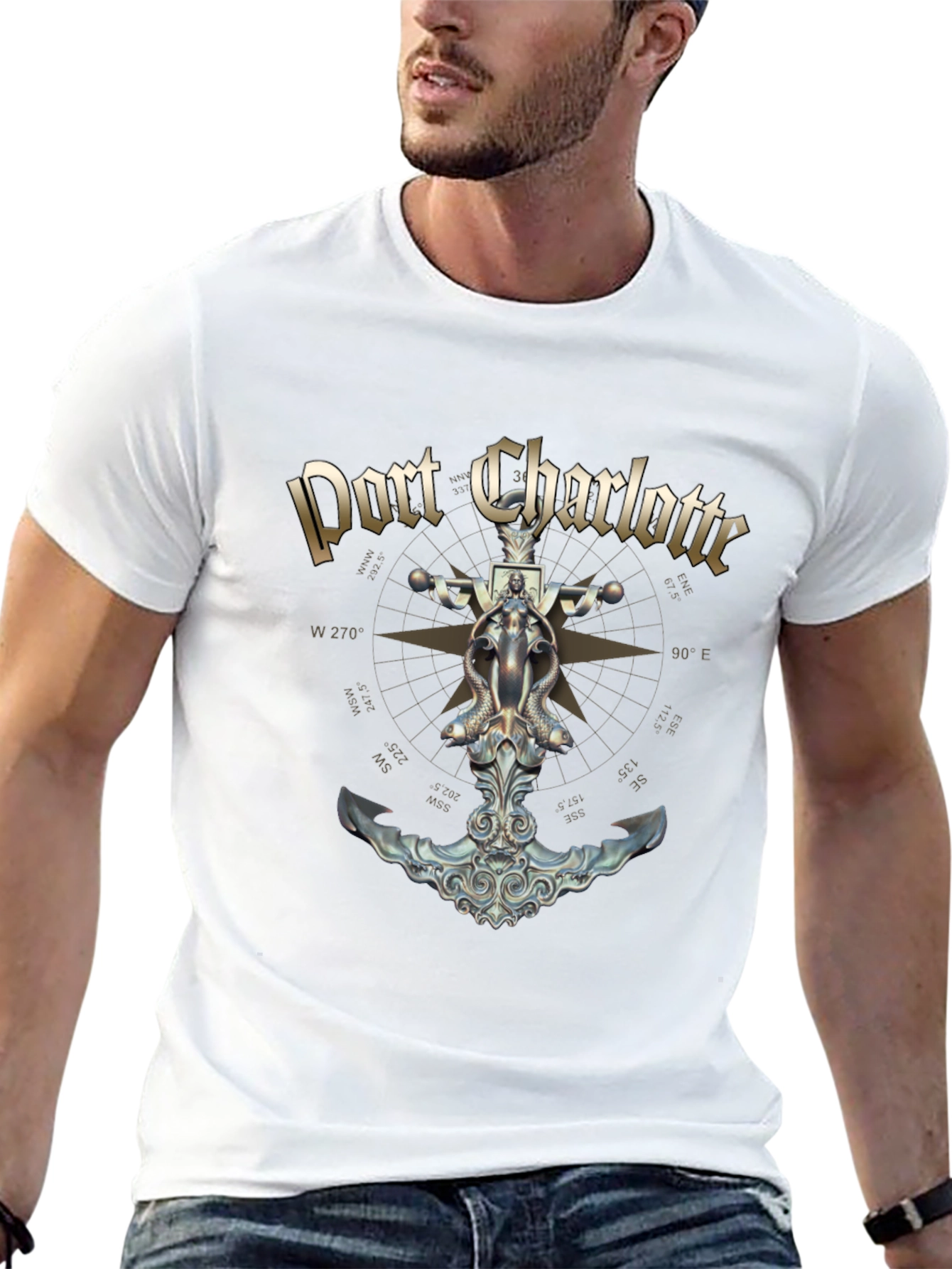 Port Charlotte Anchor Black T-Shirt