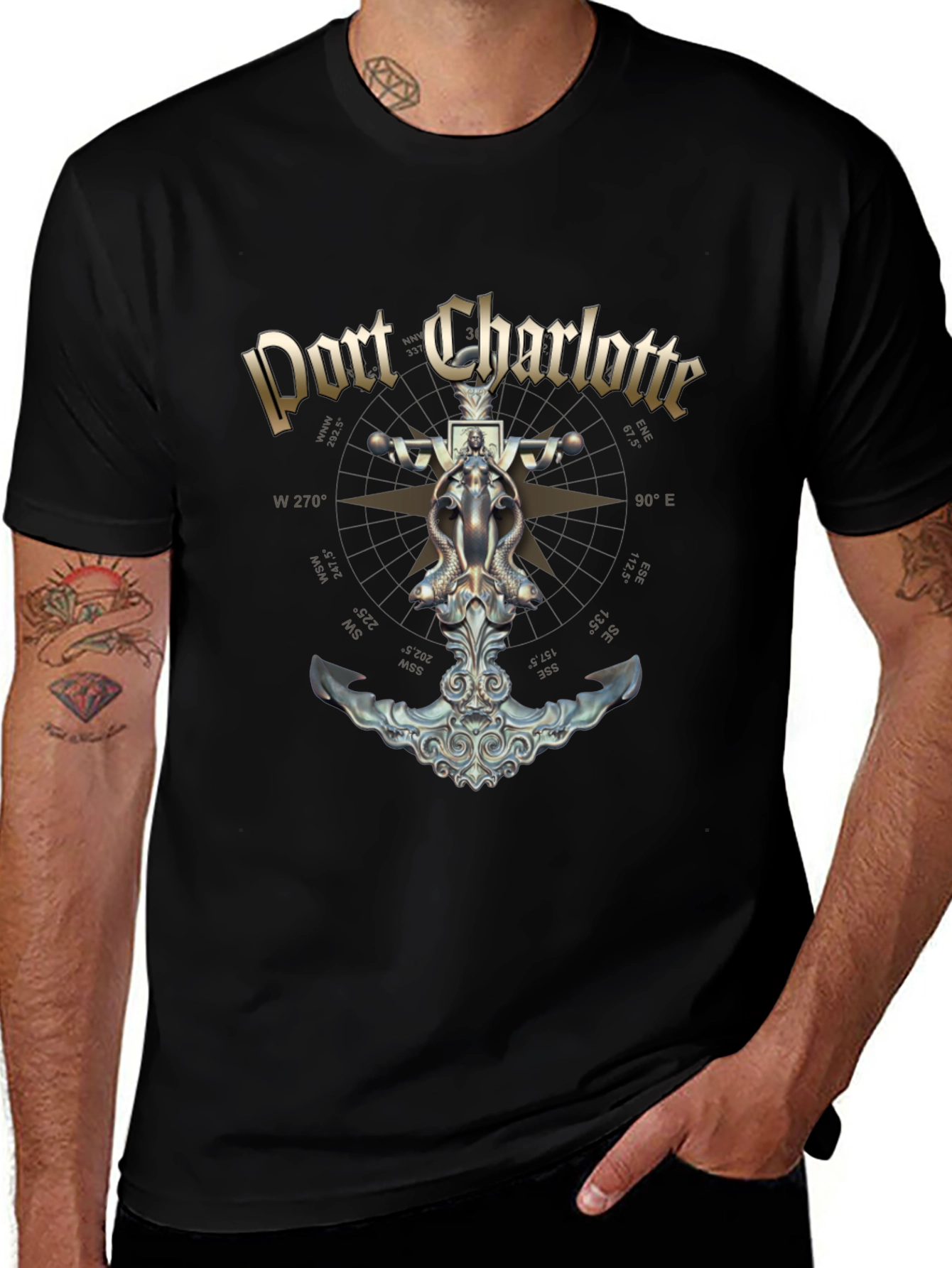 Port Charlotte Anchor Black T-Shirt