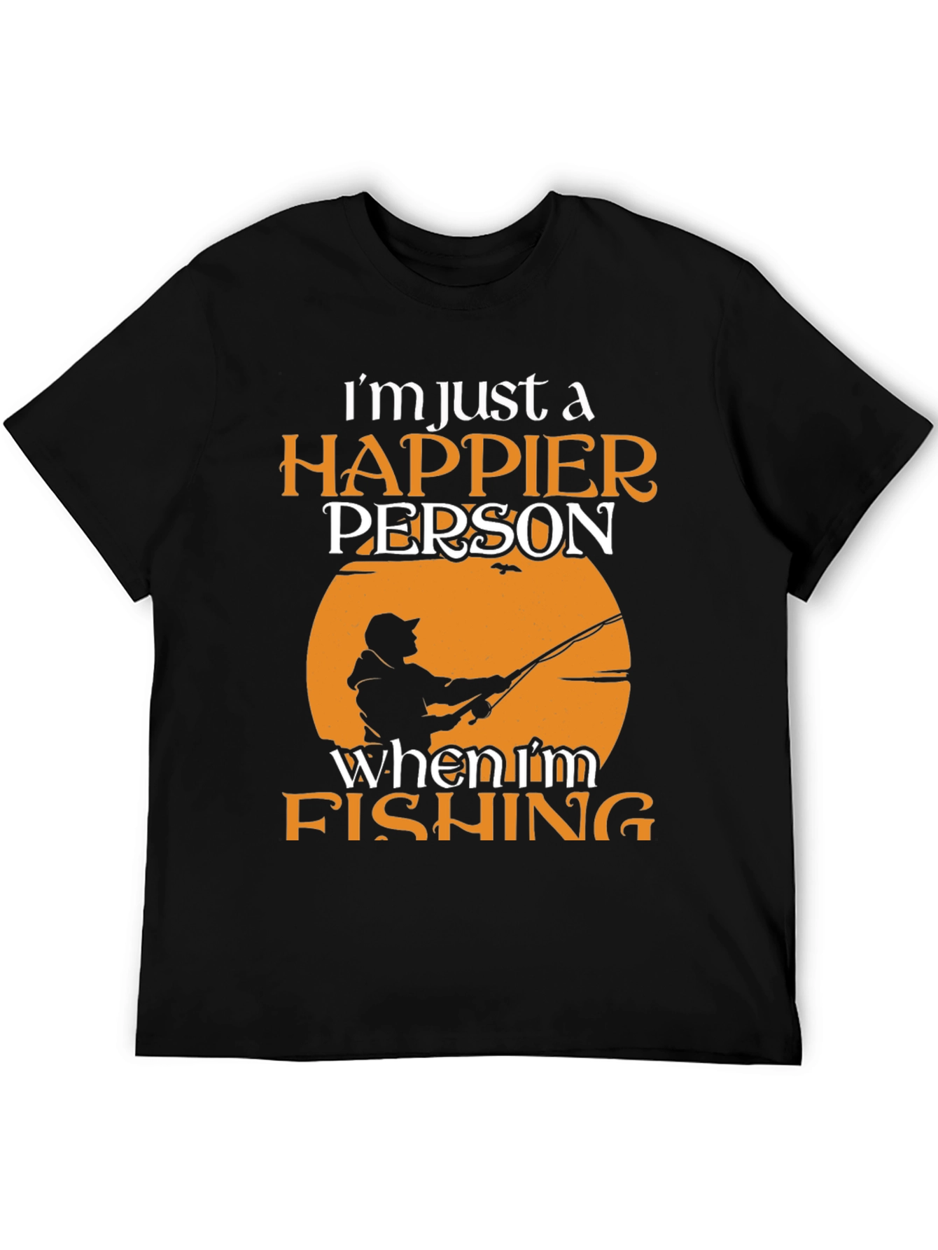 Happier Person Fishing Graphic Tee - Soft Cotton Blend