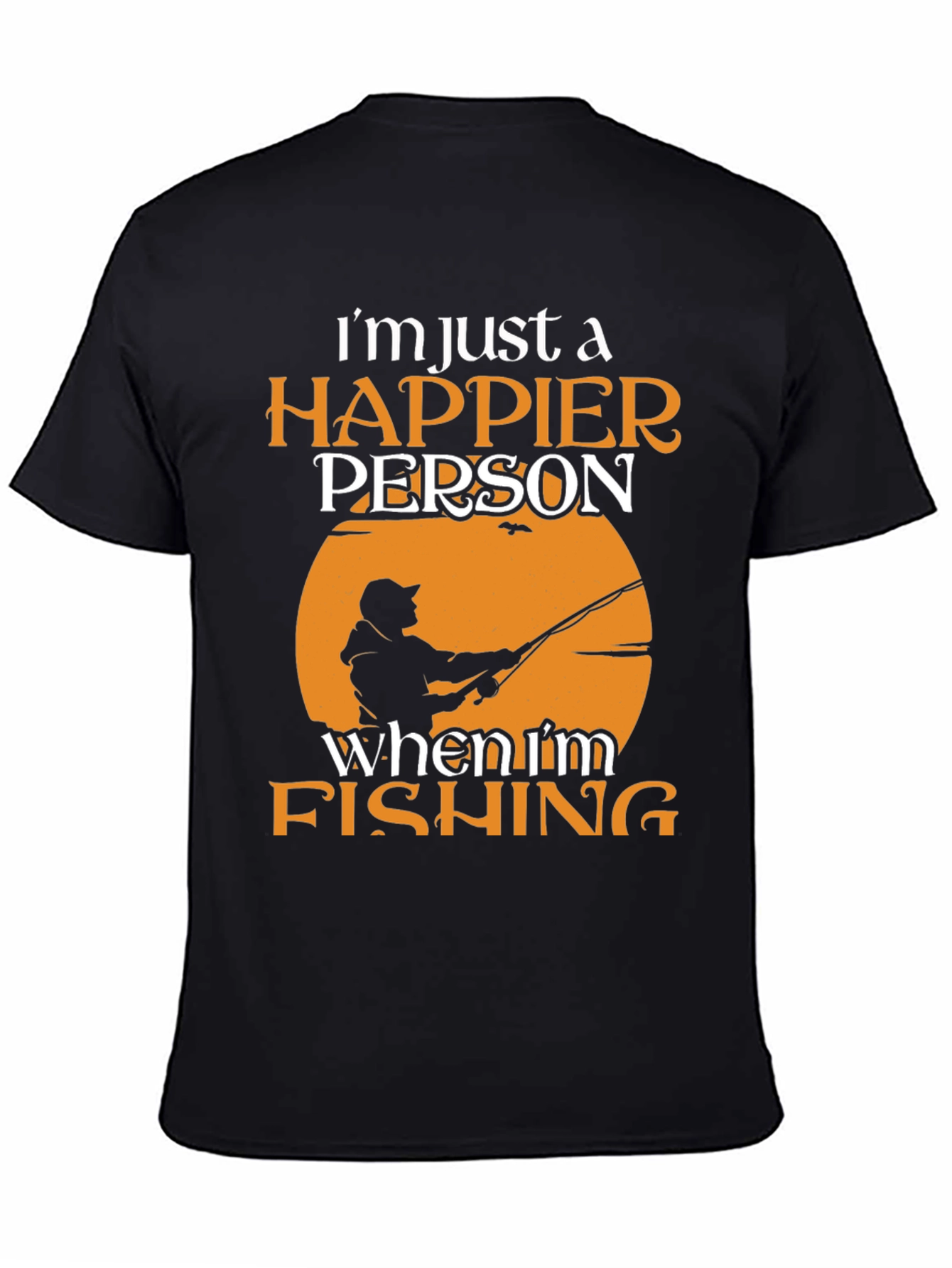 Happier Person Fishing Graphic Tee - Soft Cotton Blend