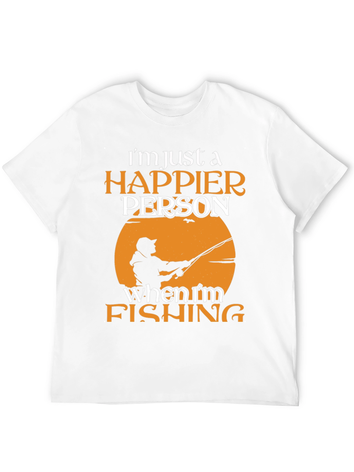Happier Person Fishing Graphic Tee - Soft Cotton Blend