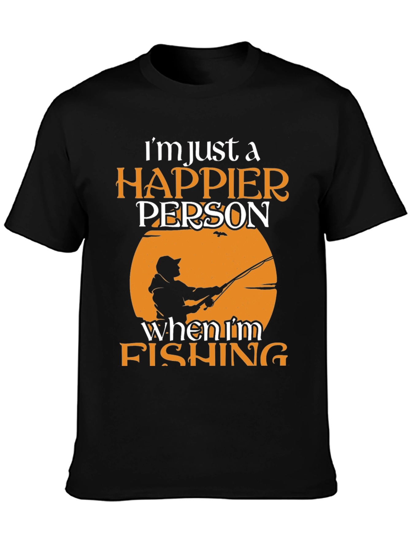 Happier Person Fishing Graphic Tee - Soft Cotton Blend