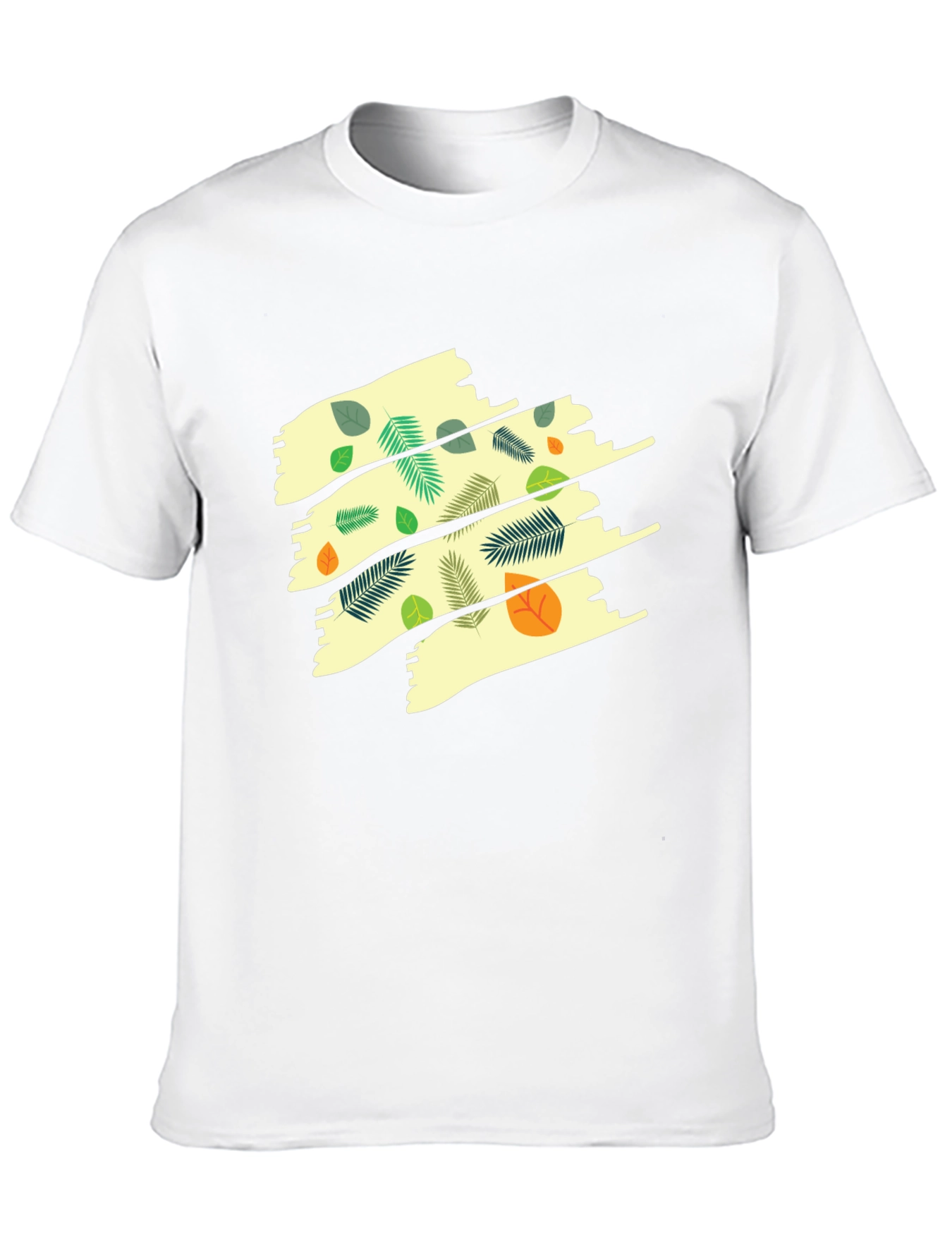 Leaf Print Mens Black T-Shirt