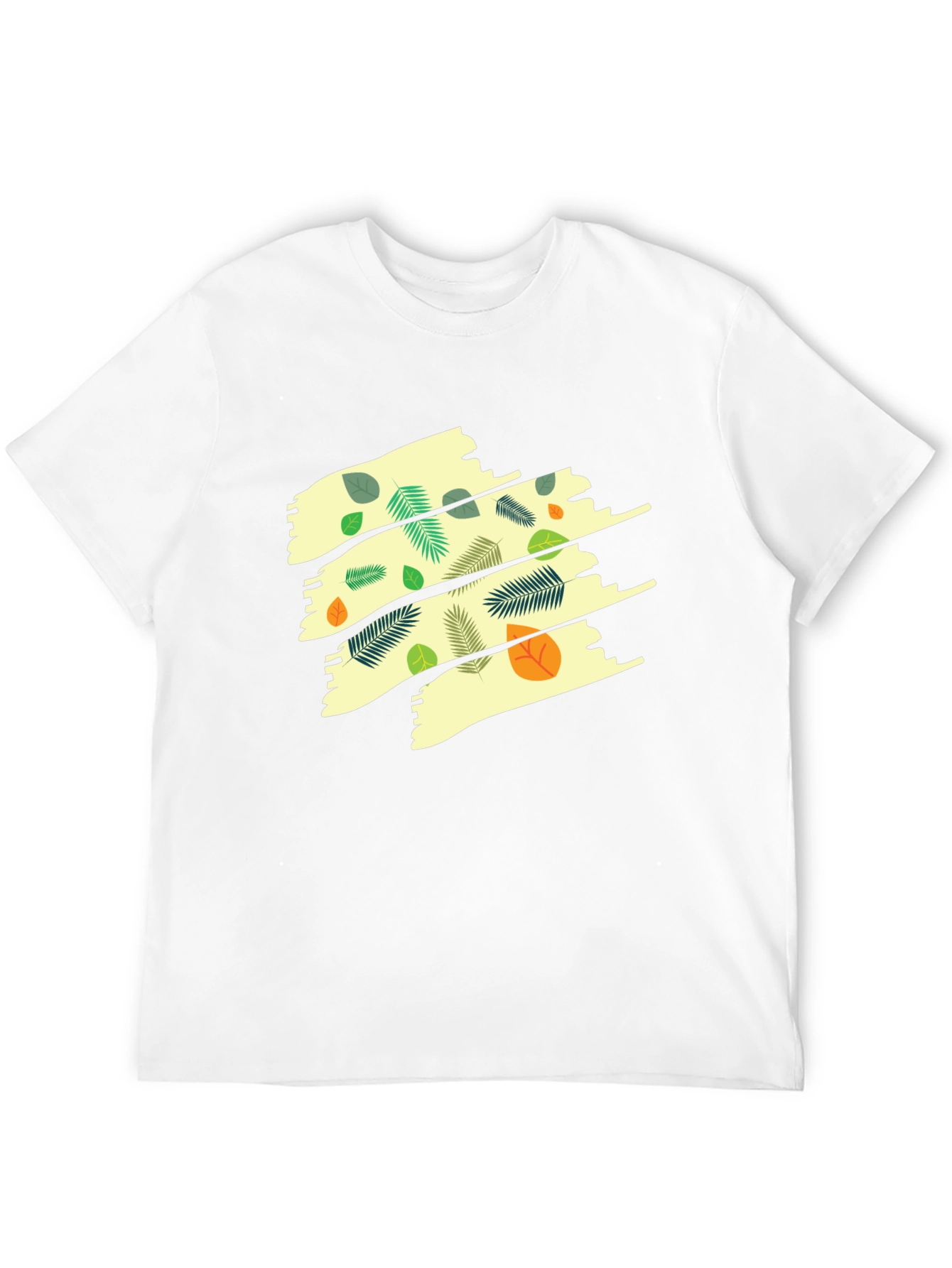 Leaf Print Mens Black T-Shirt