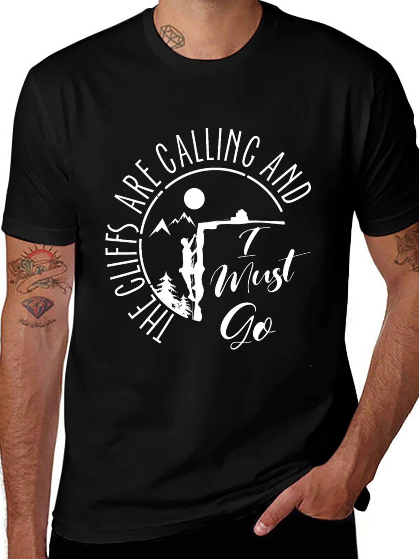 Cliffs Are Calling Graphic Tee - Black Cotton T-Shirt