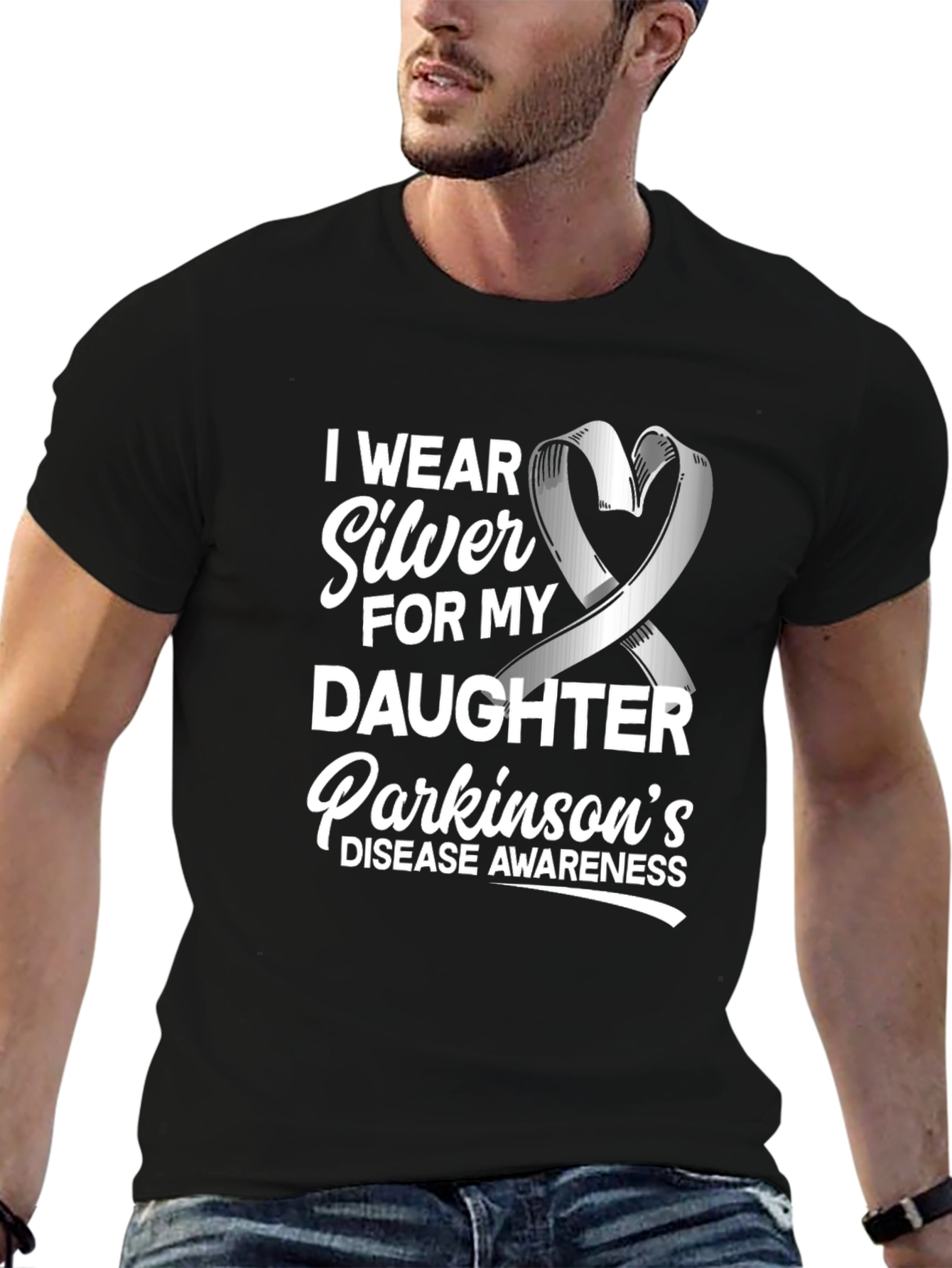 Parkinsons Awareness Silver Ribbon Daughter T-Shirt