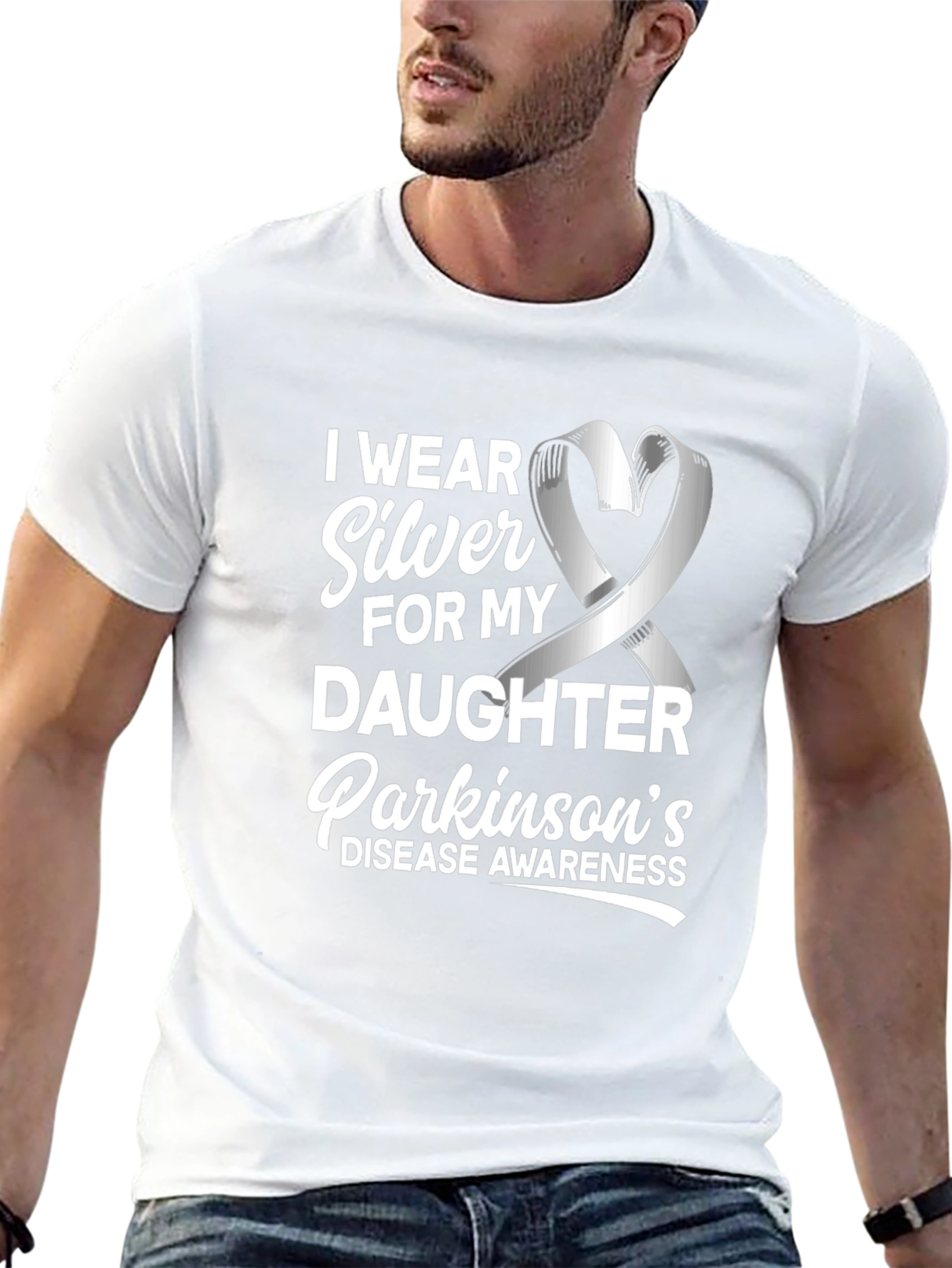 Parkinsons Awareness Silver Ribbon Daughter T-Shirt