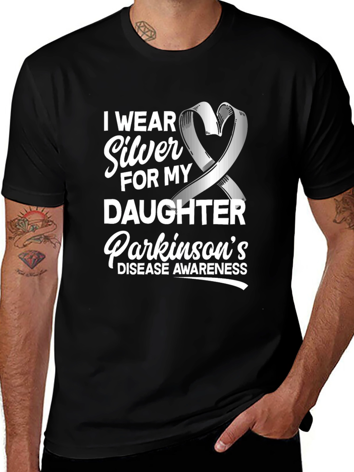 Parkinsons Awareness Silver Ribbon Daughter T-Shirt