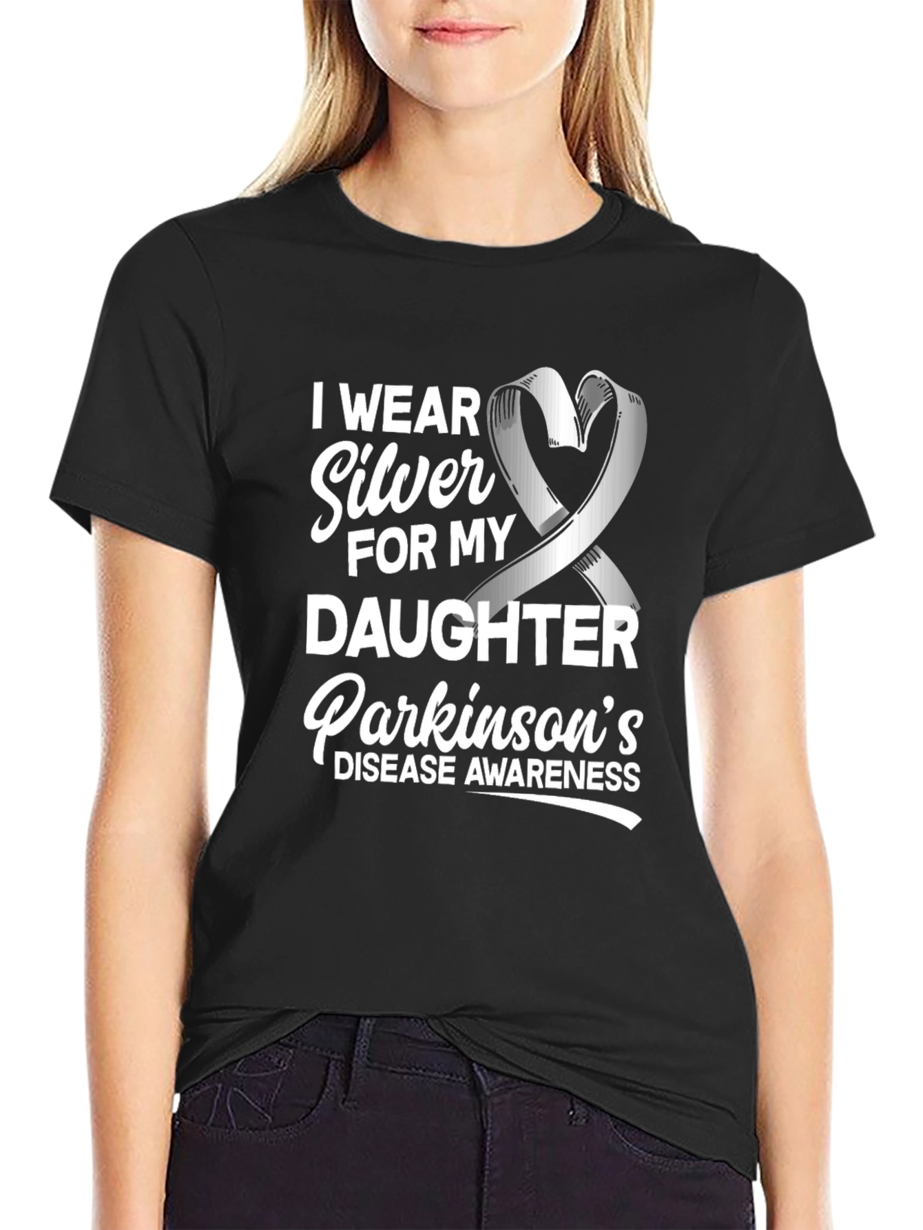 Parkinsons Awareness Silver Ribbon Daughter T-Shirt