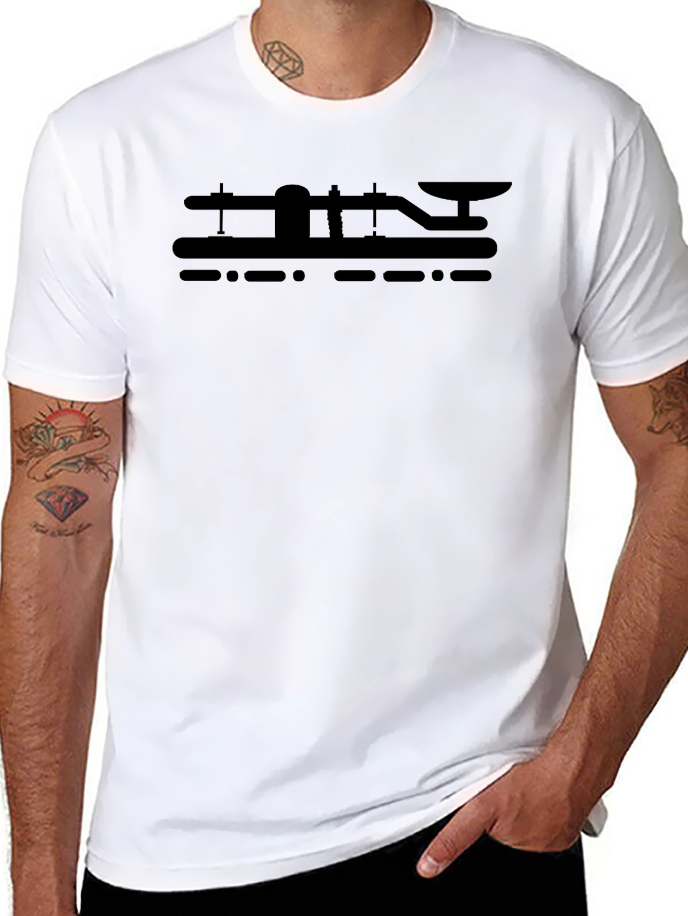 Abstract Morse Code Balance Scale Black T-Shirt