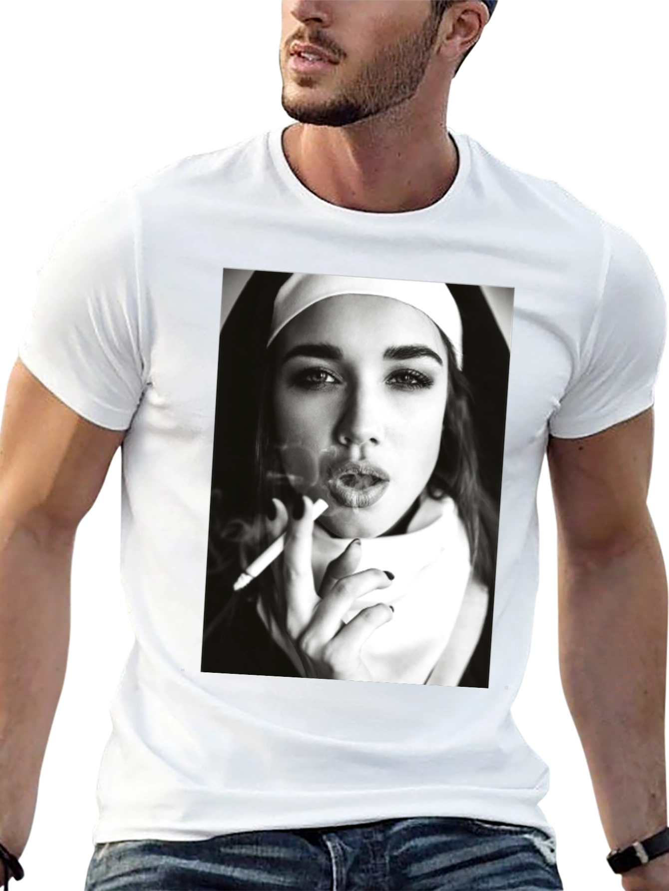 Nun Smoking Black T-Shirt