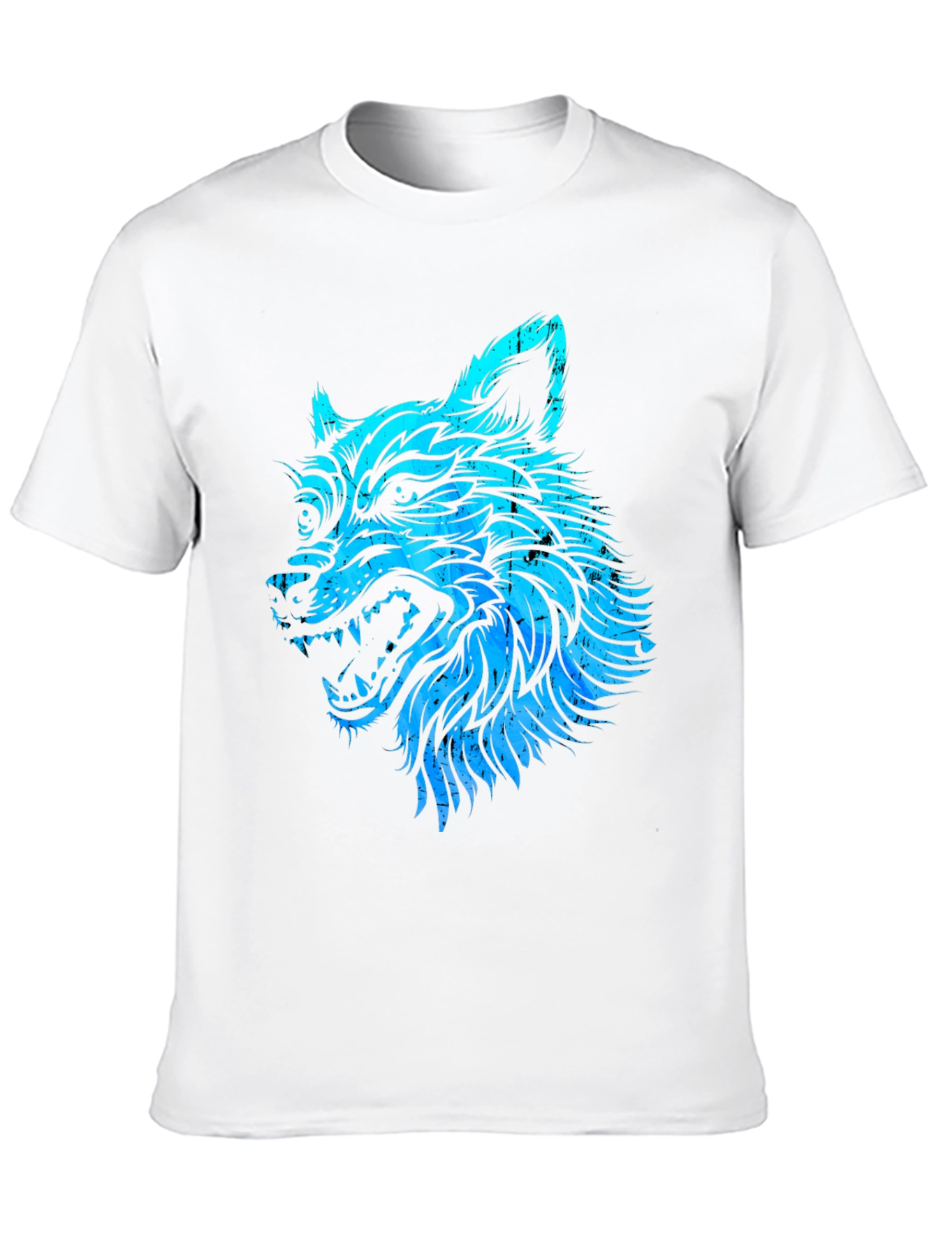 Blue Wolf Graphic Black T-Shirt - Mens Fashion
