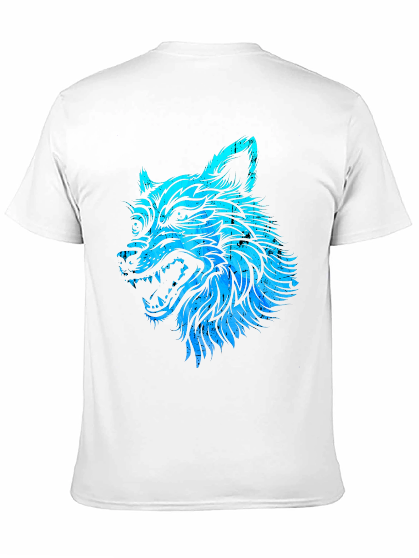 Blue Wolf Graphic Black T-Shirt - Mens Fashion