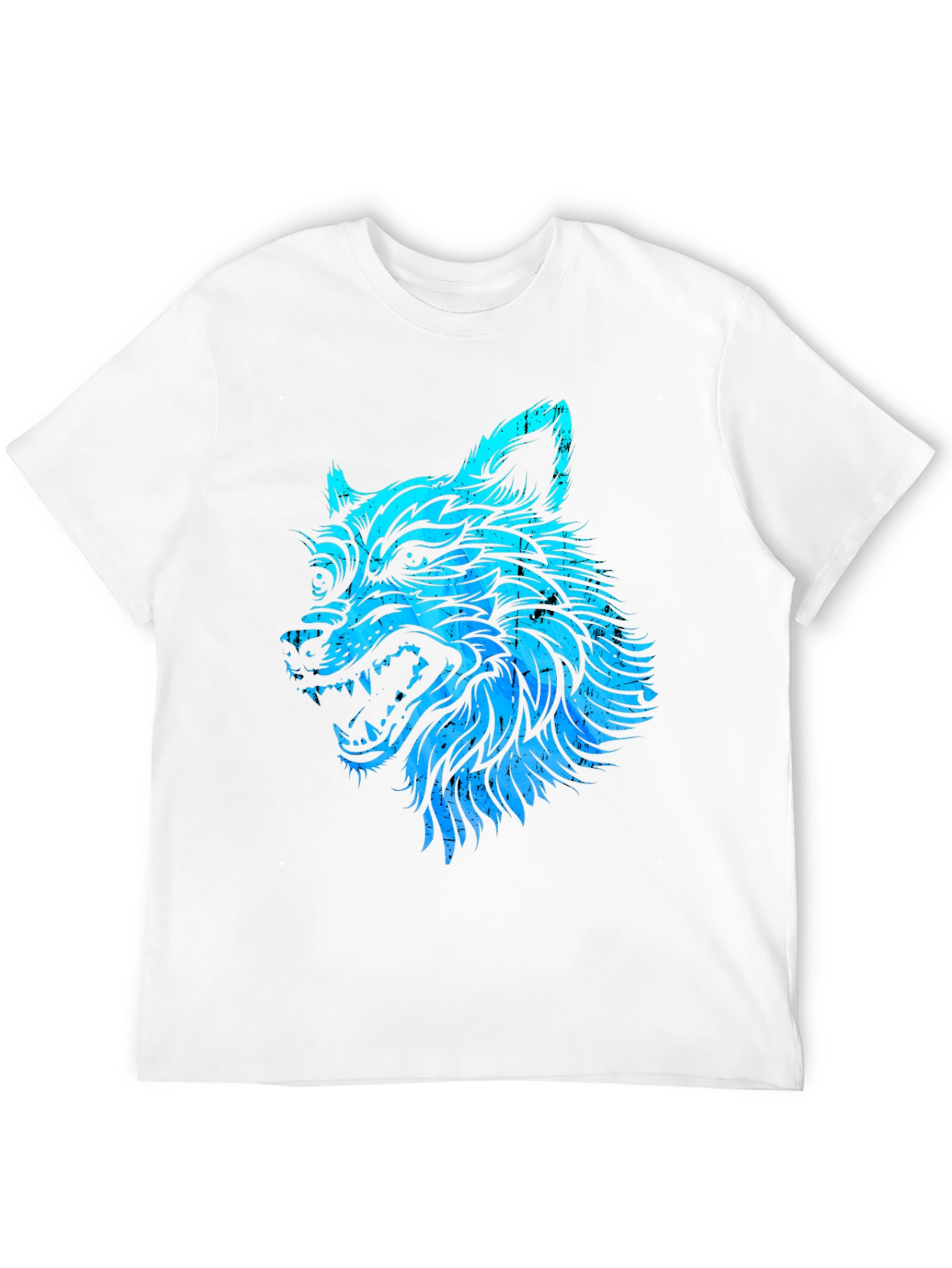 Blue Wolf Graphic Black T-Shirt - Mens Fashion