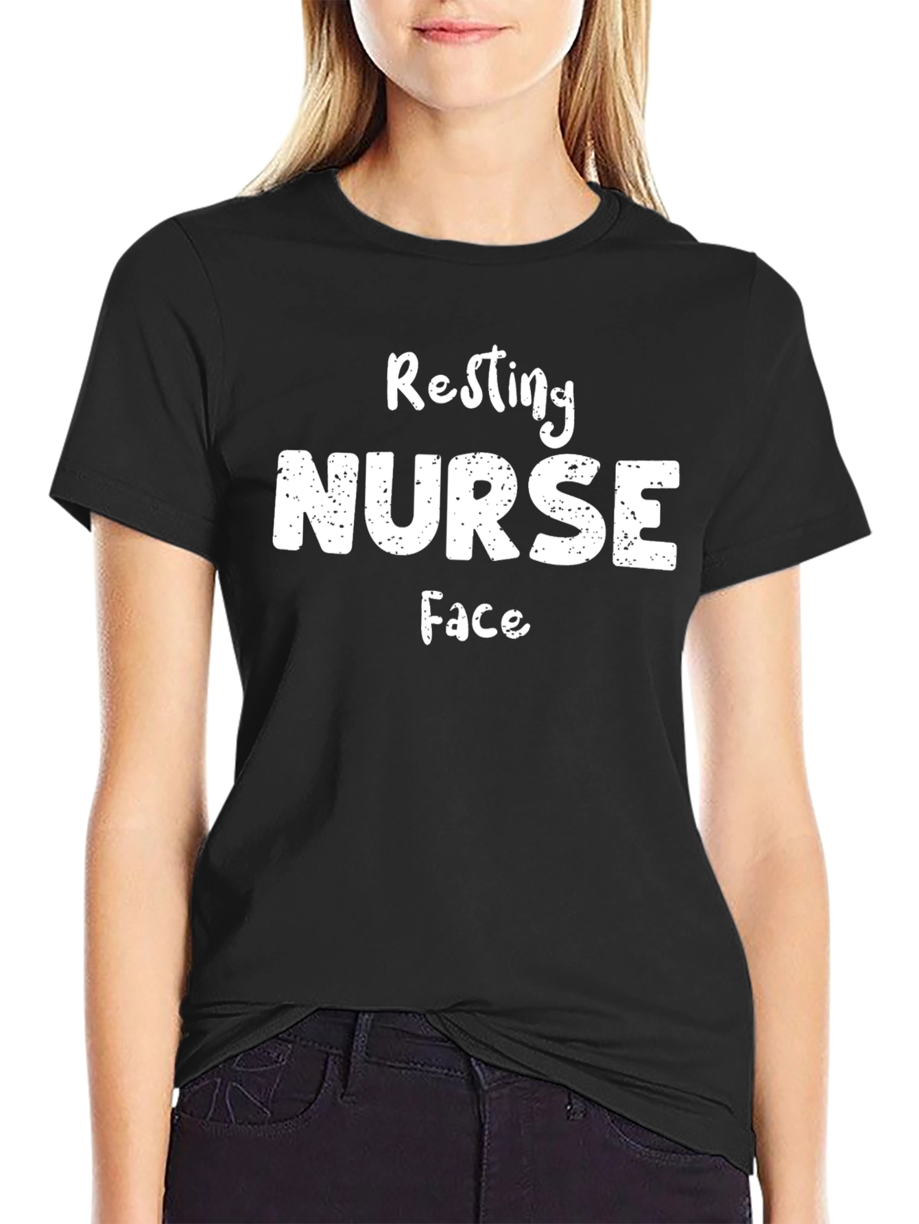 Resting Nurse Face Graphic T-Shirt - Black Cotton Tee