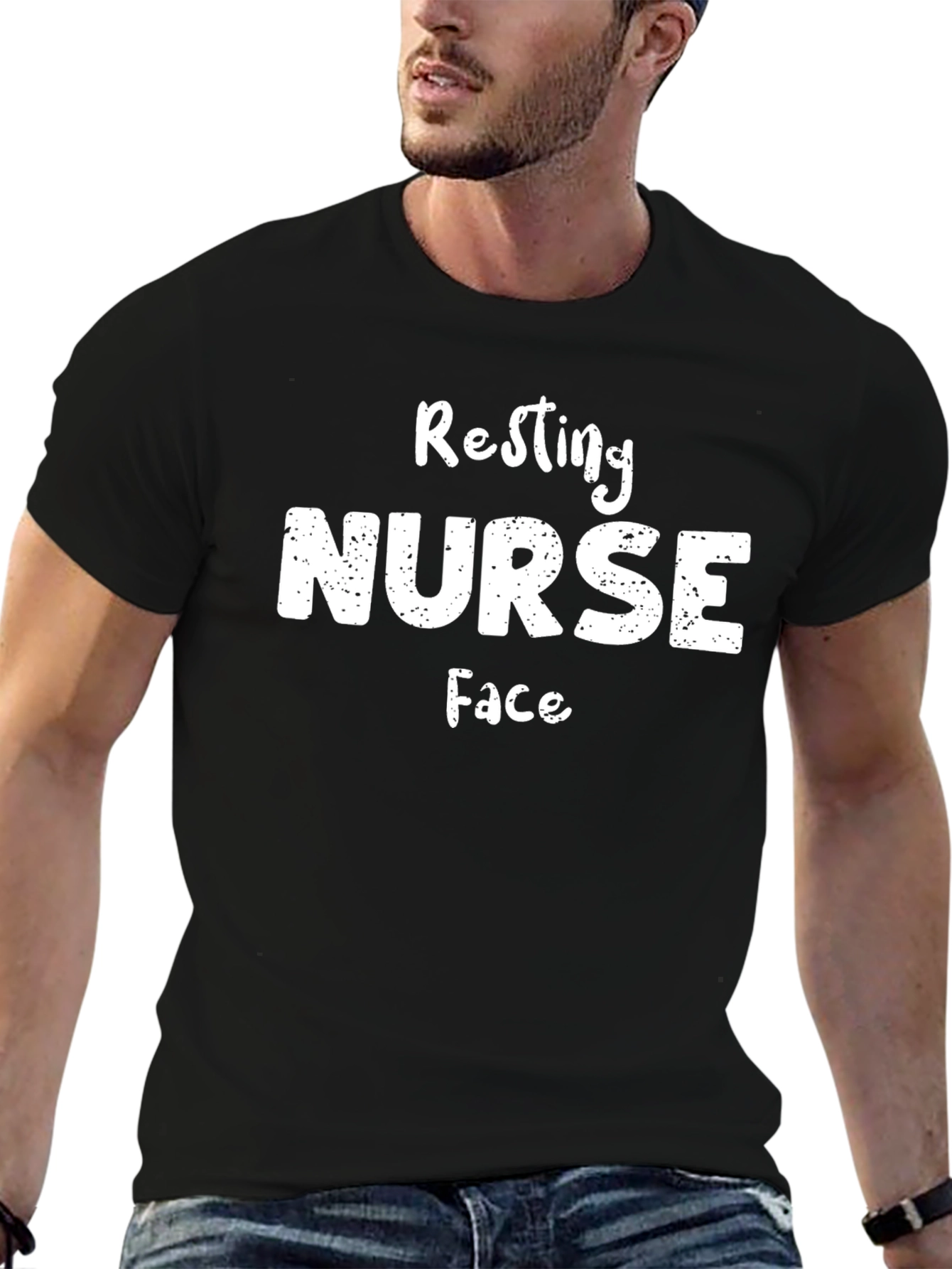 Resting Nurse Face Graphic T-Shirt - Black Cotton Tee