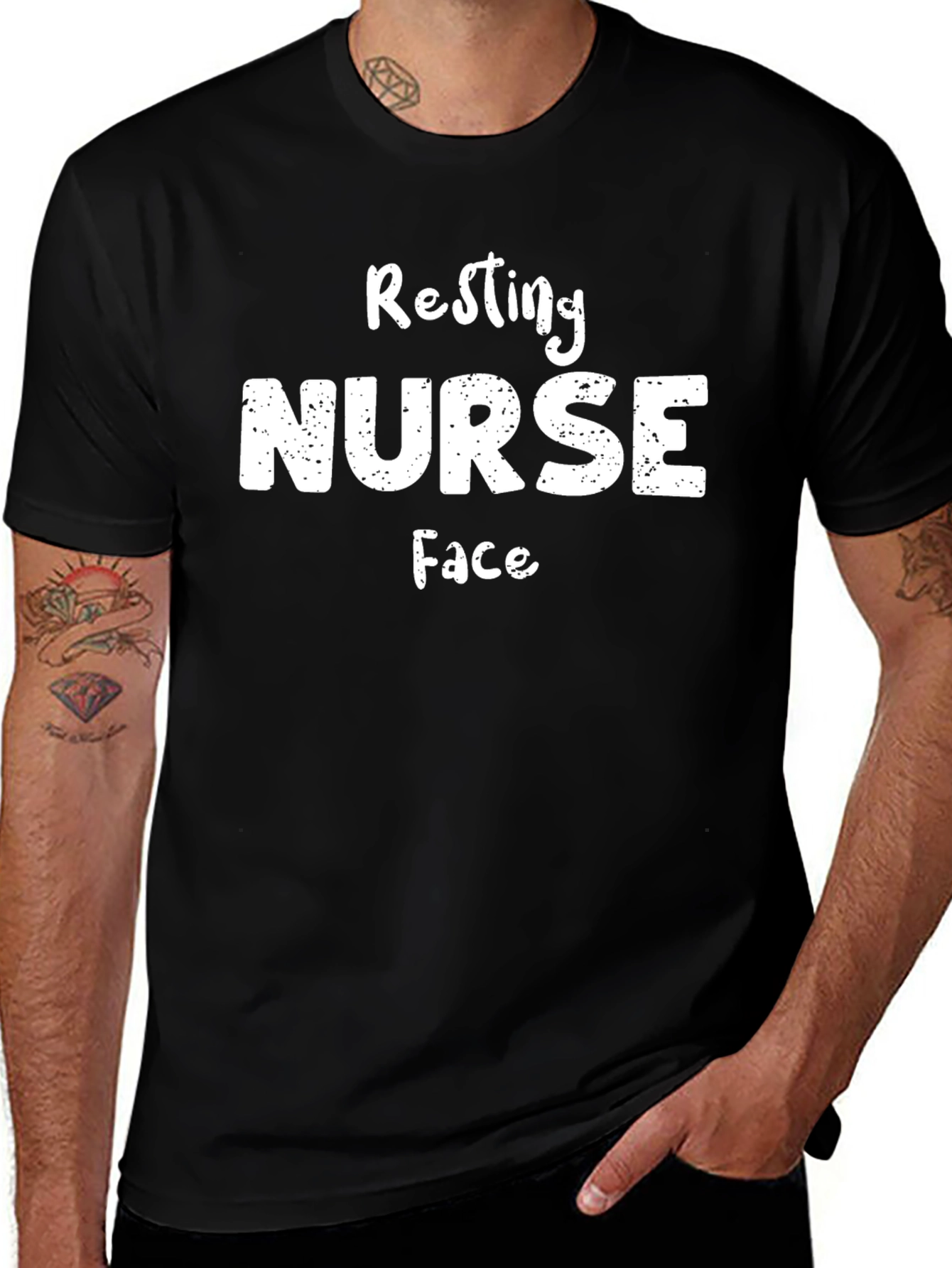 Resting Nurse Face Graphic T-Shirt - Black Cotton Tee