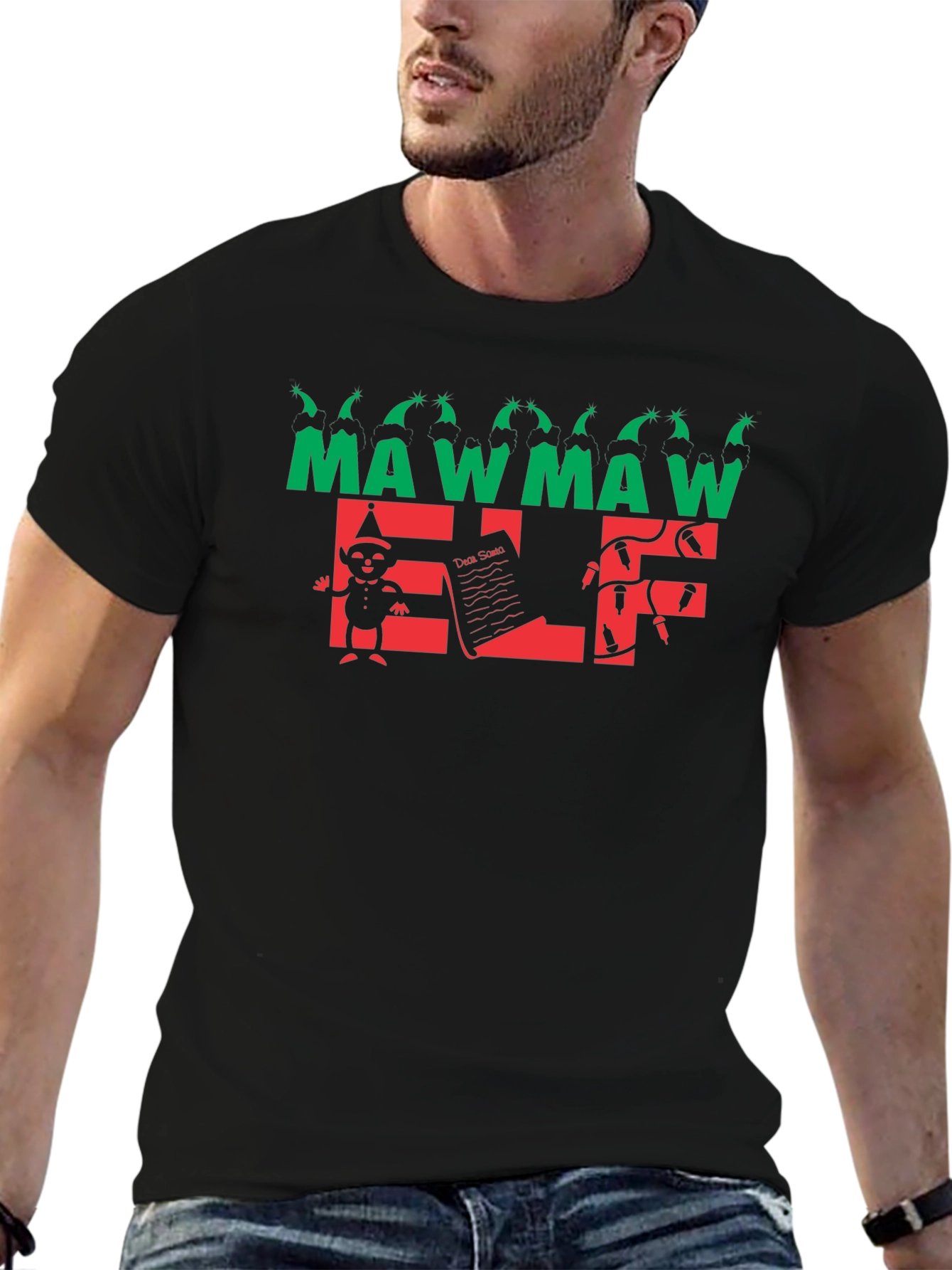 Maw Maw Elf Black Holiday T-Shirt