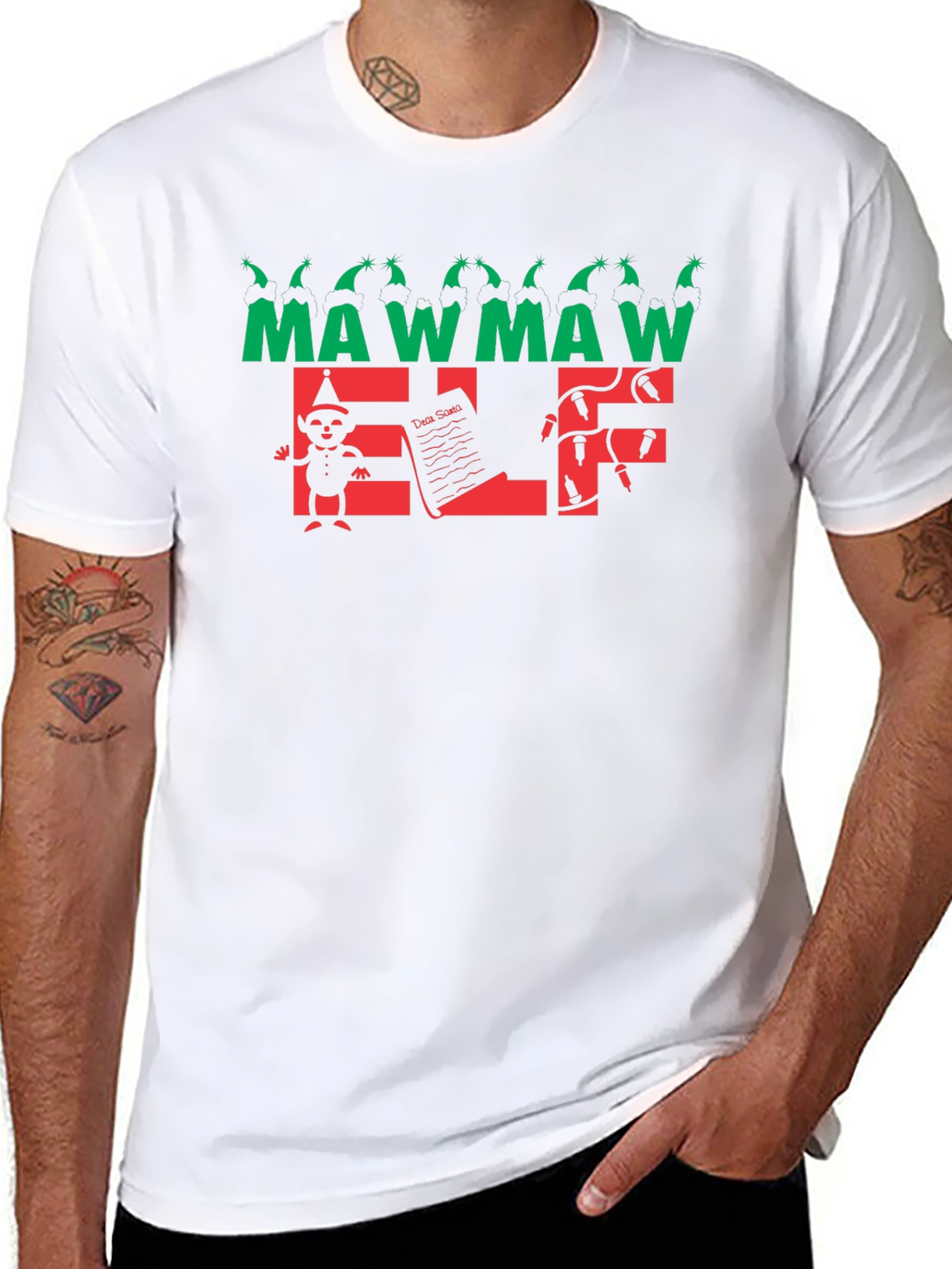 Maw Maw Elf Black Holiday T-Shirt
