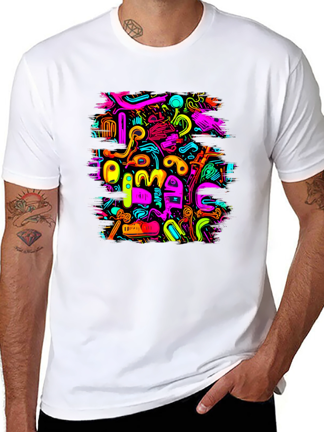 Abstract Art Graphic Print Black T-Shirt