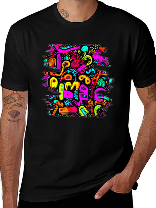 Abstract Art Graphic Print Black T-Shirt