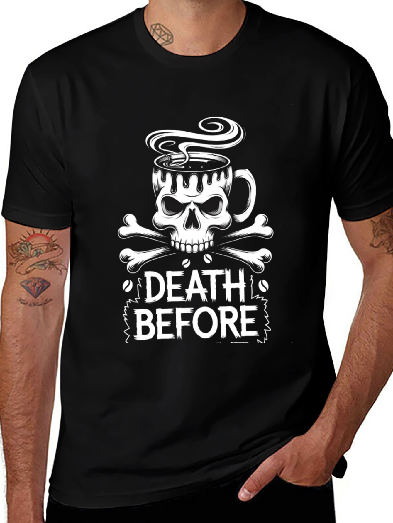 Death Before Coffee Black T-Shirt