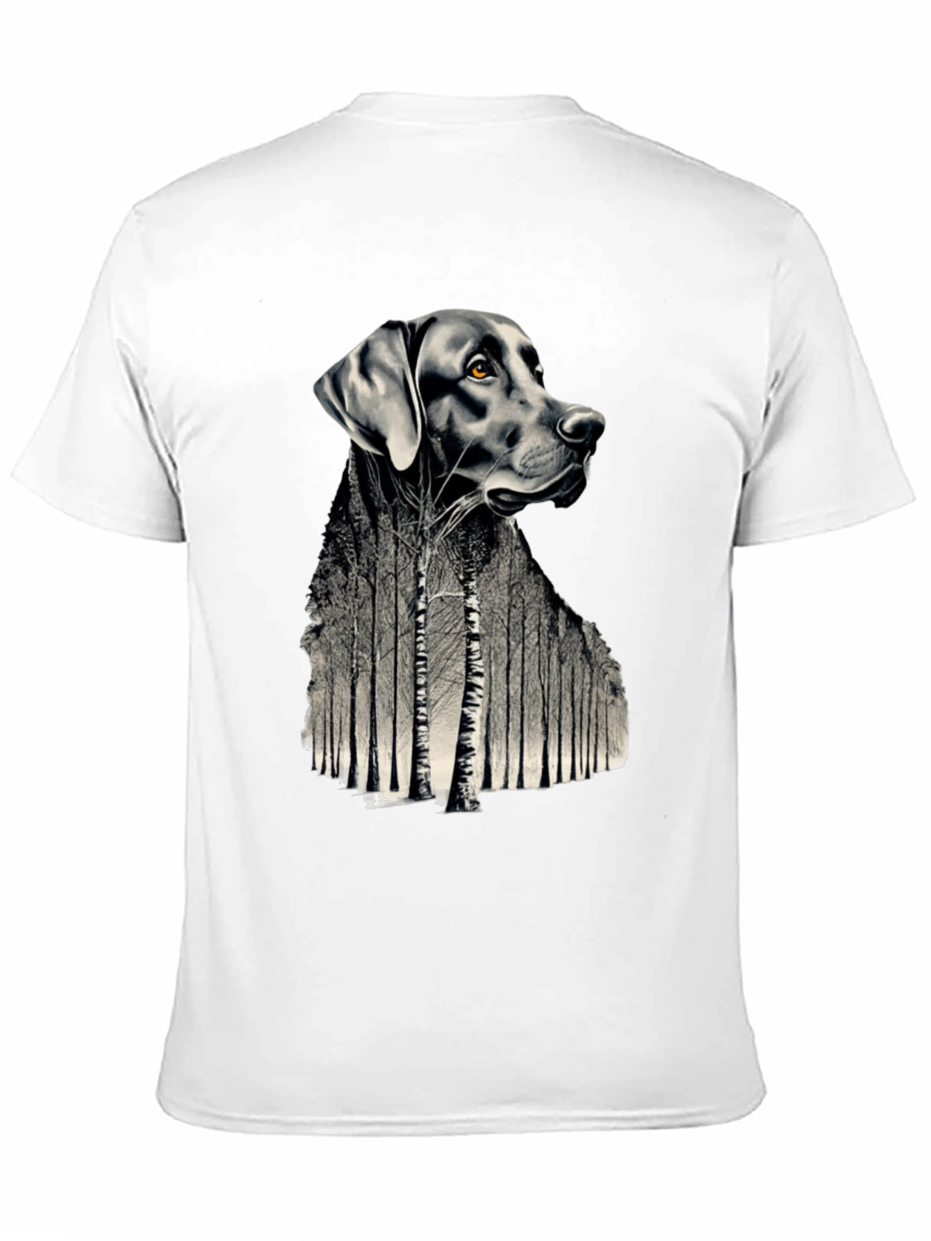Dog Forest Graphic Print Black T-Shirt