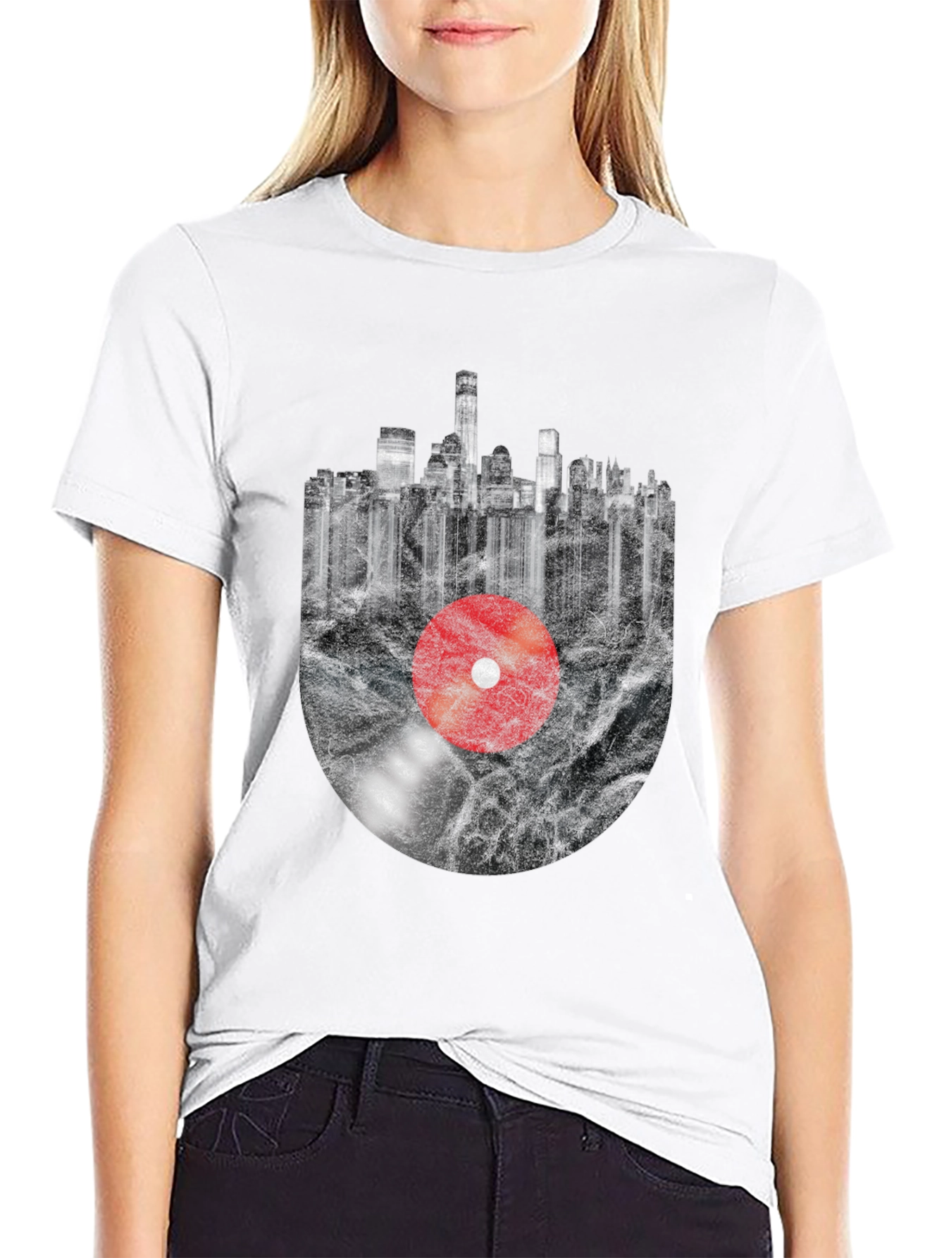 Urban Vinyl T-Shirt - Music Cityscape Tee