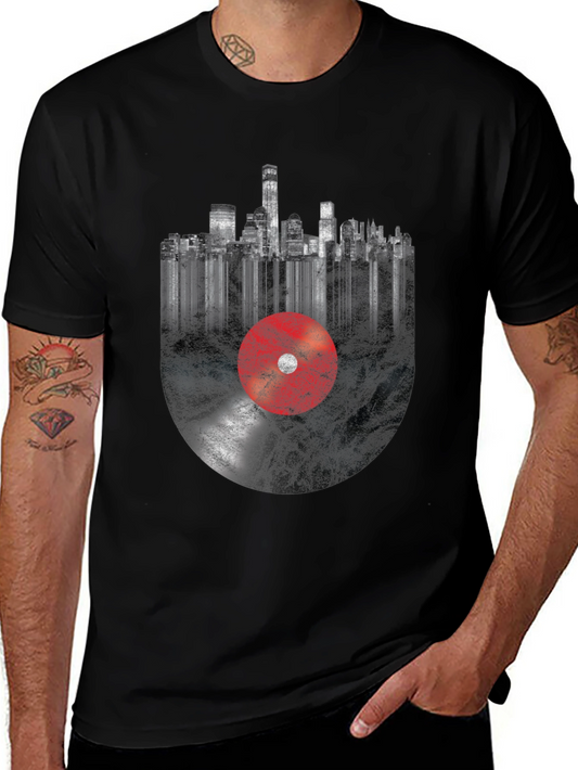 Urban Vinyl T-Shirt - Music Cityscape Tee