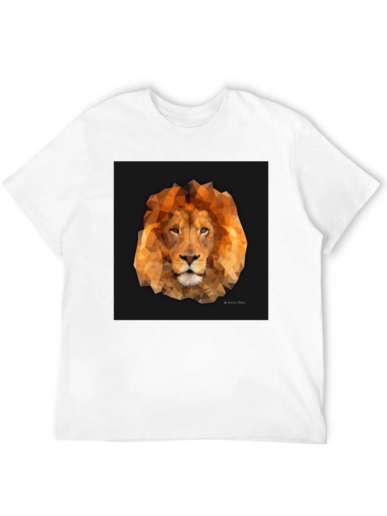 Geometric Lion Graphic Tee - Stylish Black T-Shirt