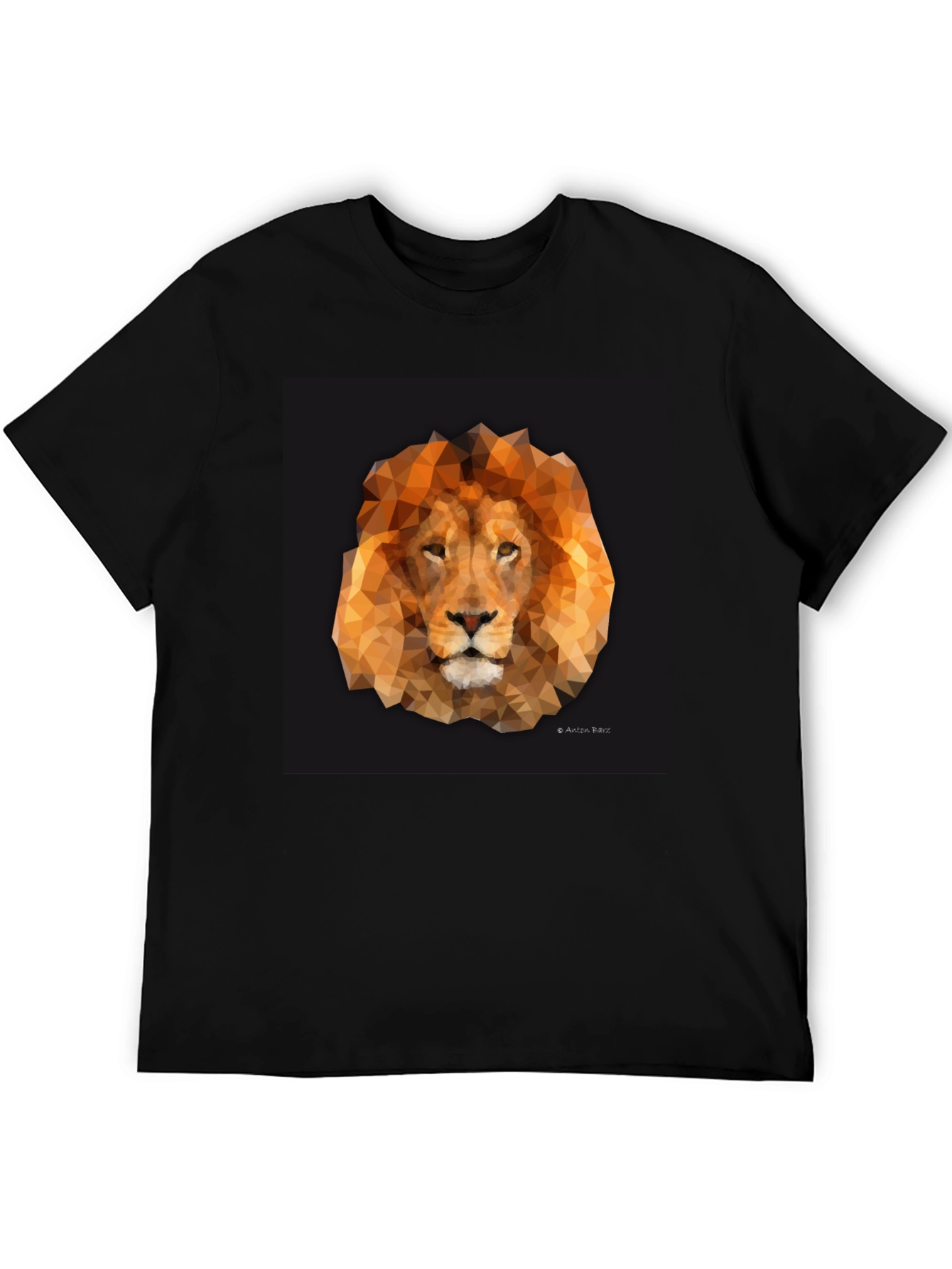 Geometric Lion Graphic Tee - Stylish Black T-Shirt