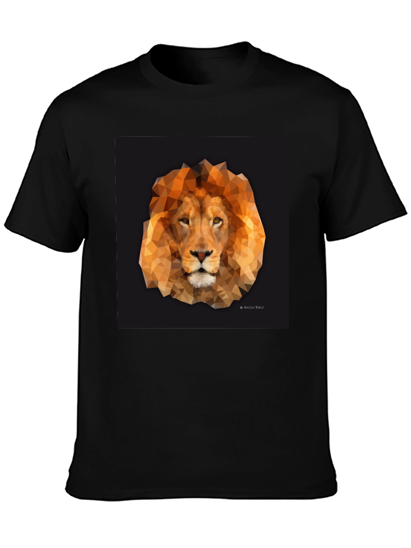 Geometric Lion Graphic Tee - Stylish Black T-Shirt