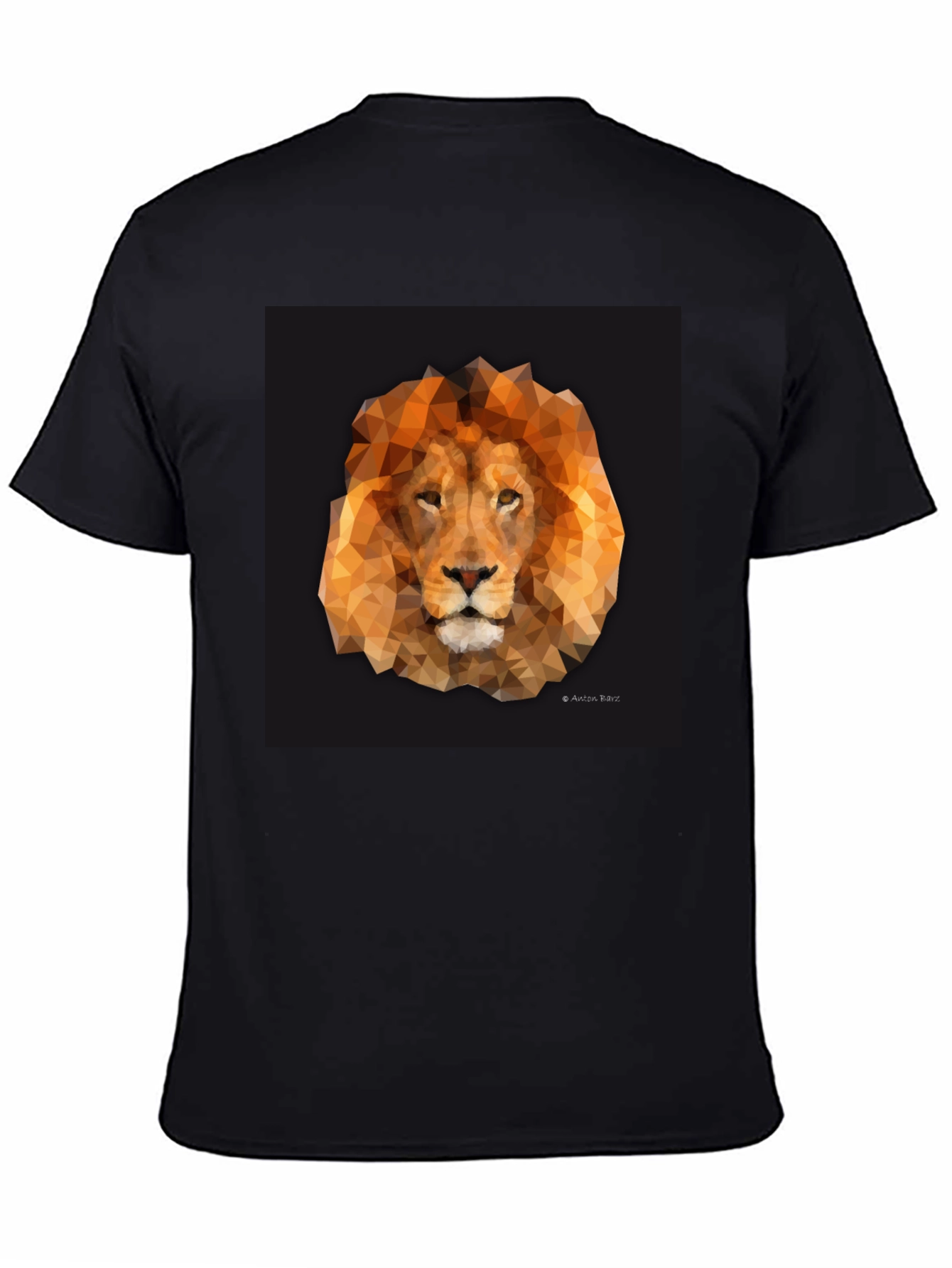 Geometric Lion Graphic Tee - Stylish Black T-Shirt