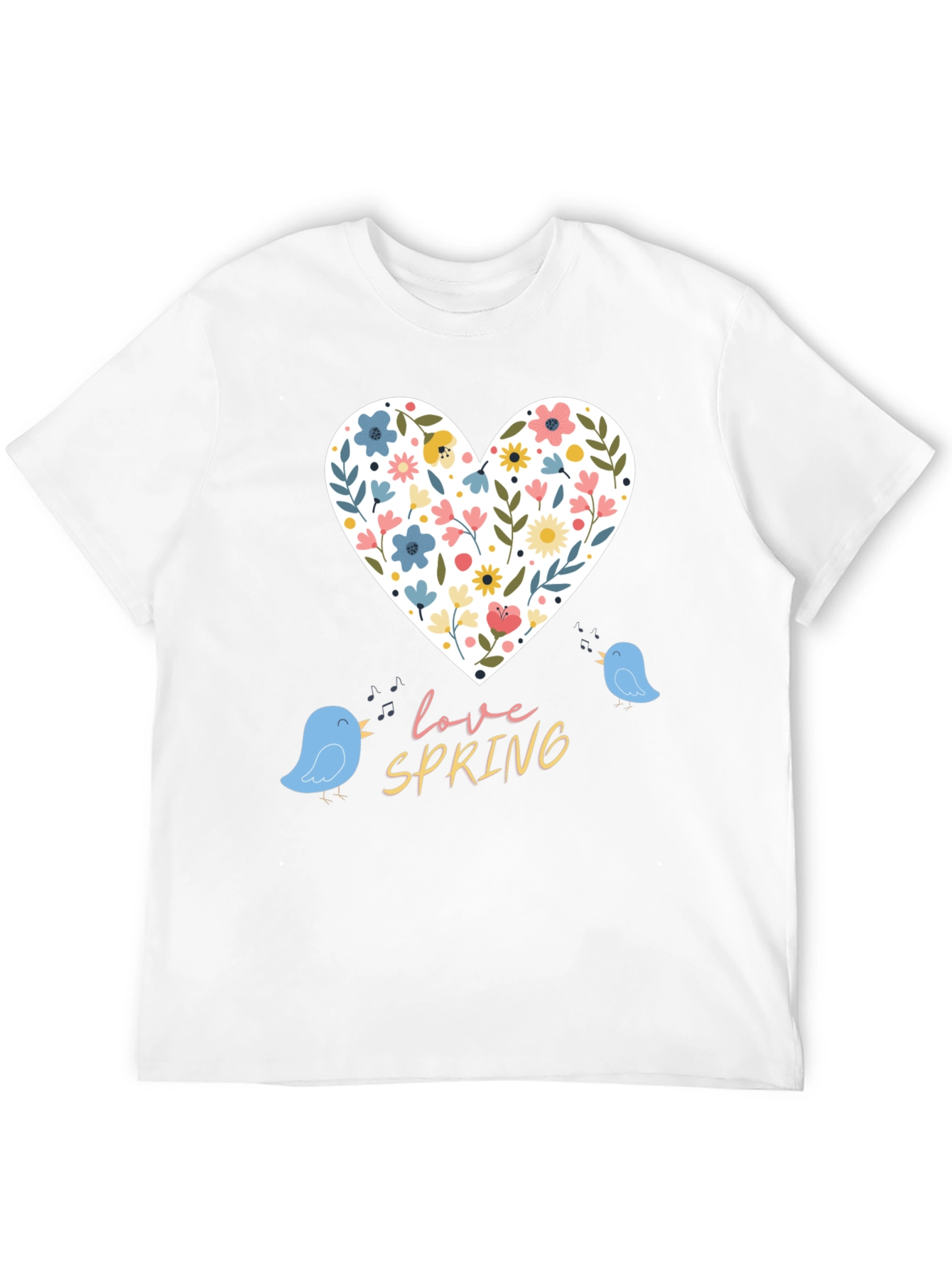 Love Spring T-Shirt - Floral Heart & Birds