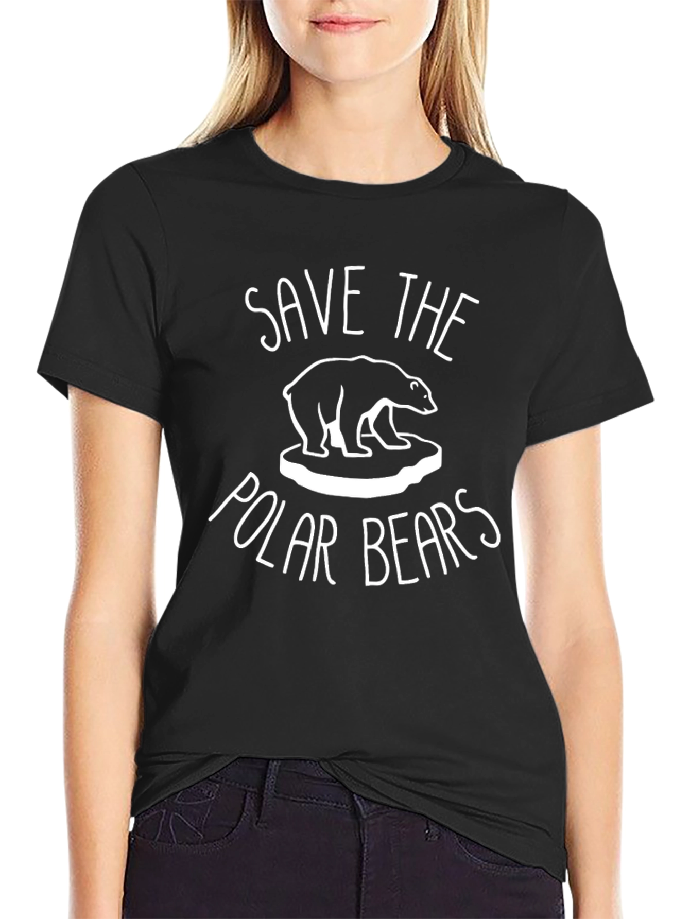 Save the Polar Bears Black Graphic Tee