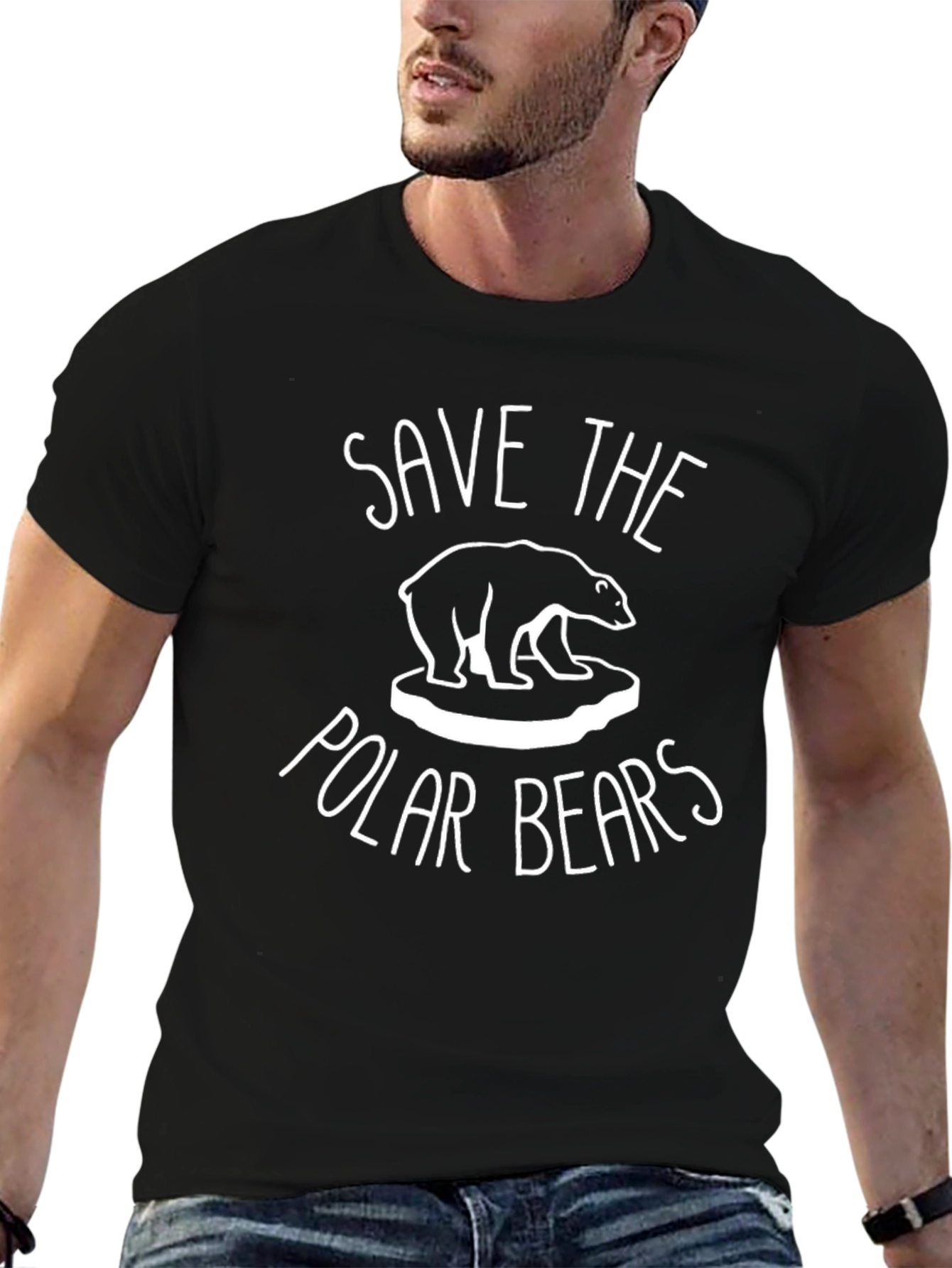 Save the Polar Bears Black Graphic Tee