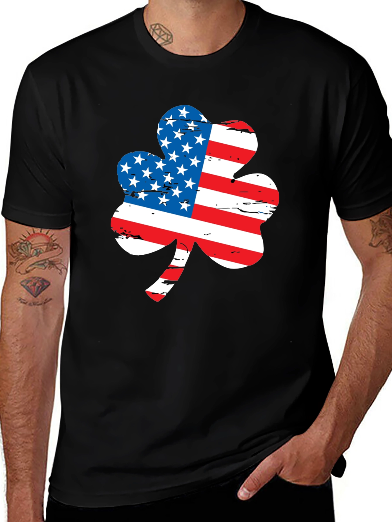 American Flag Shamrock Graphic Tee