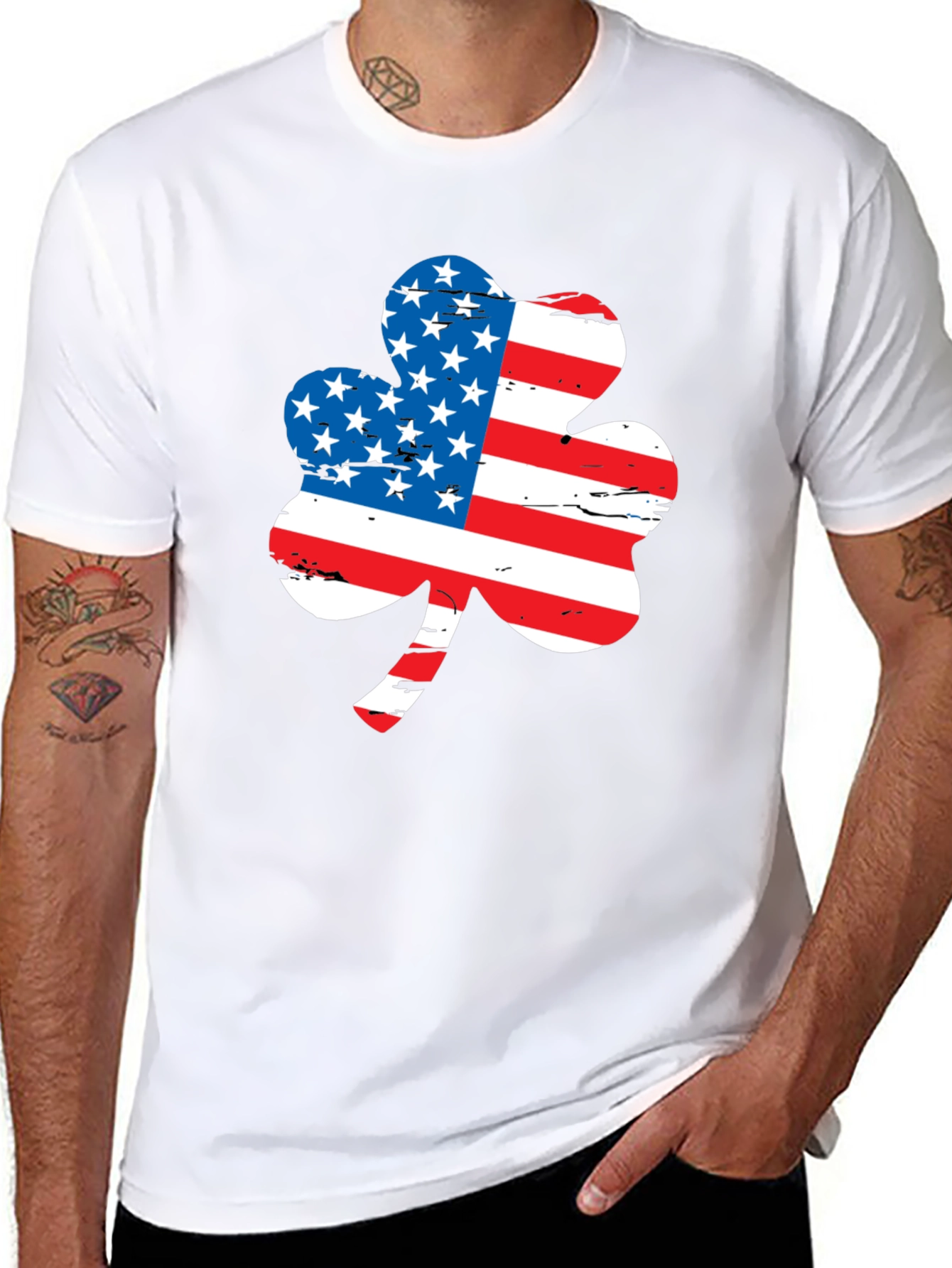American Flag Shamrock Graphic Tee