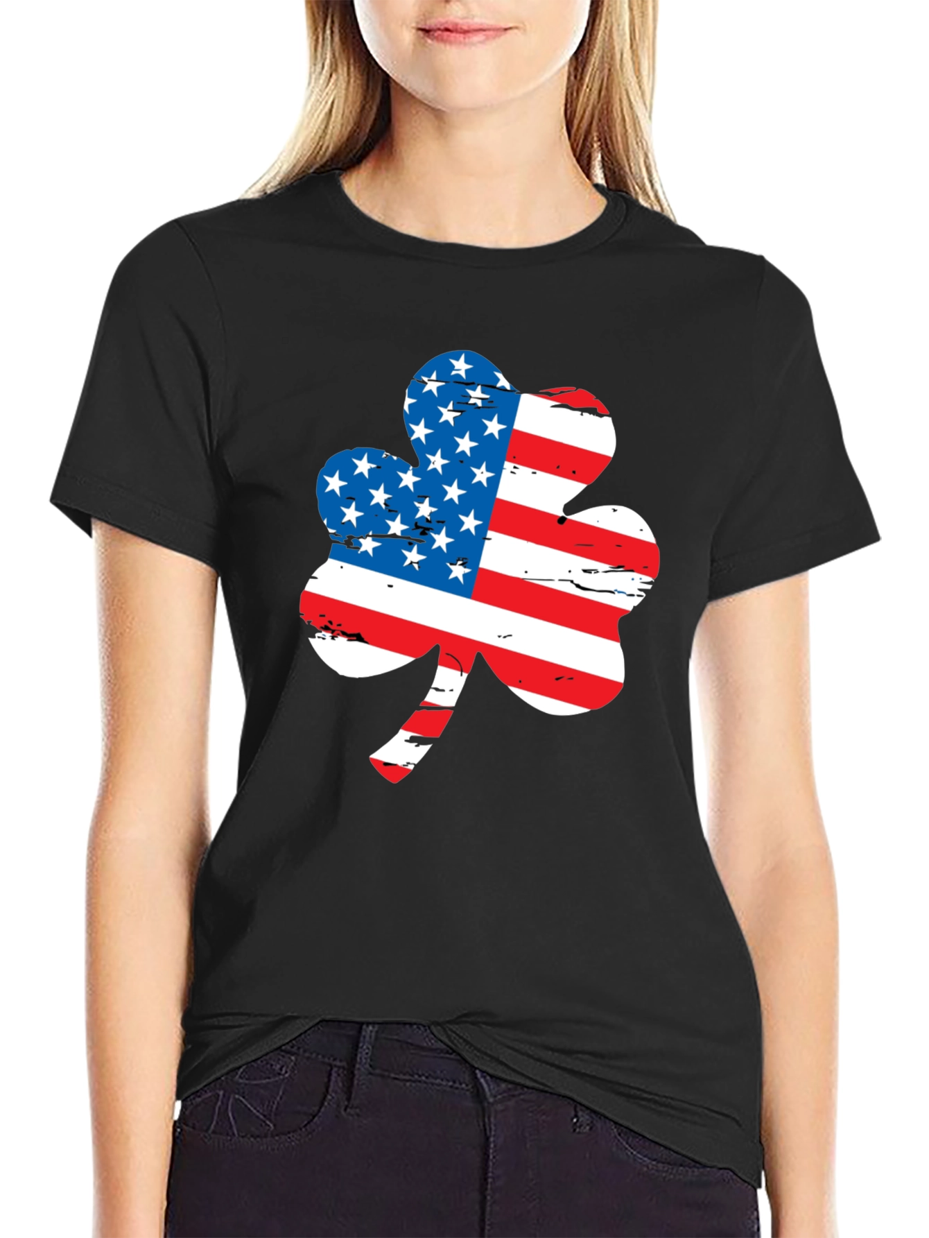 American Flag Shamrock Graphic Tee